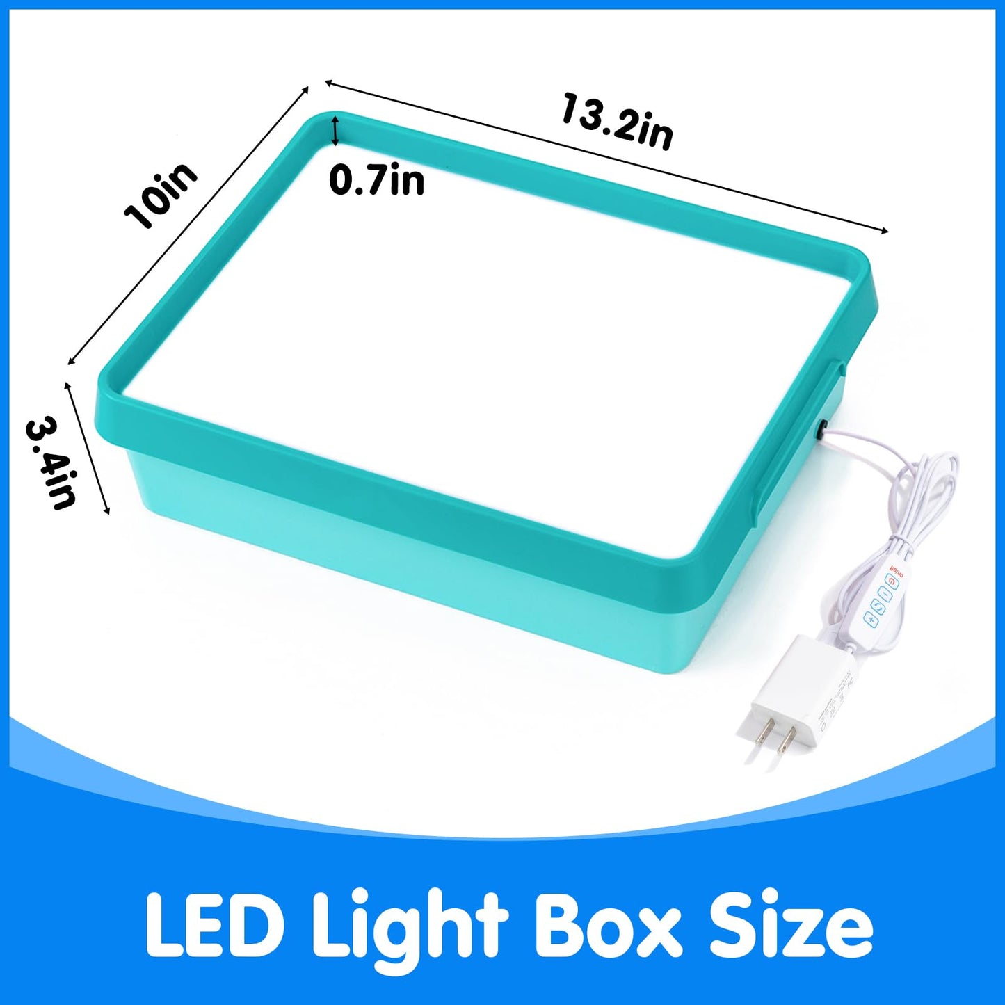 Odoorgames Light Box with Shapes & Cards Set – Light Table for Kids, Educational Toys for Tracing, Sensory Play & Early Learning (Cyan)