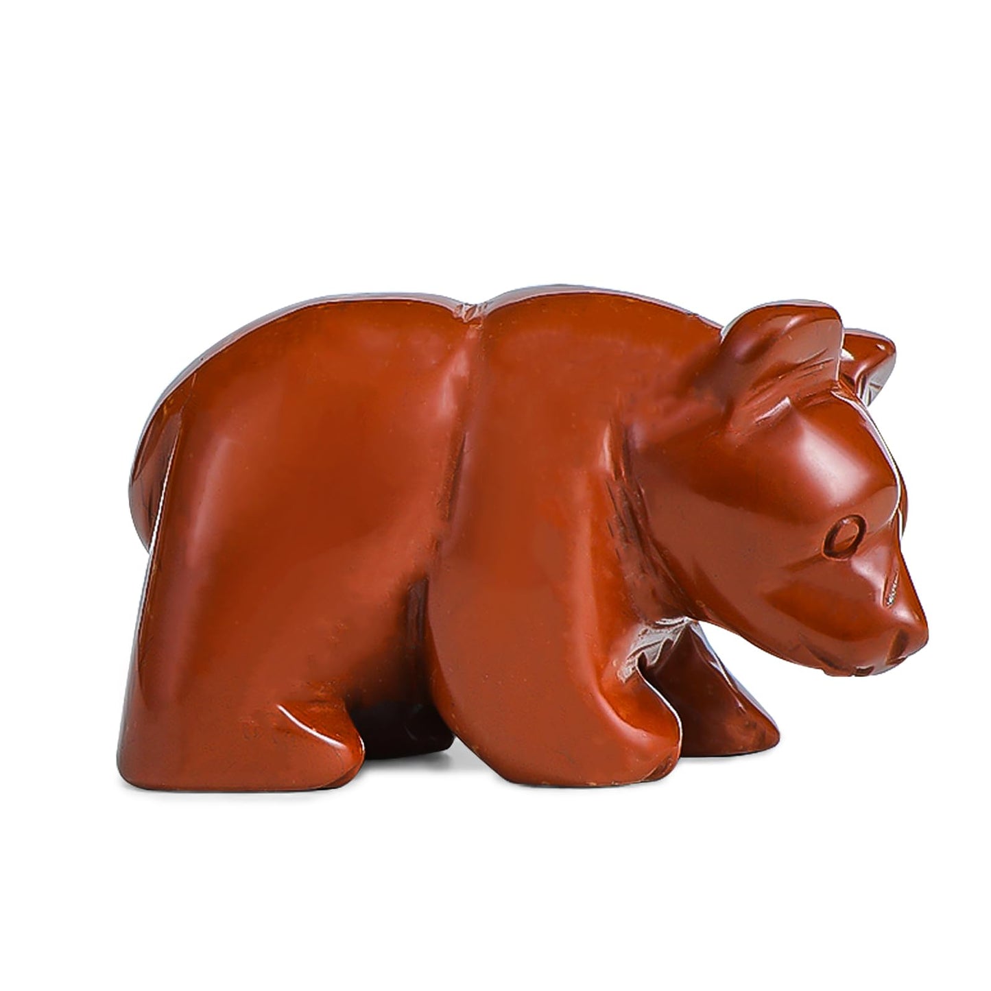 SMQ 2" Crystal Bear Statue, Natural Gemstone Handmade Figurine Sculpture, Healing Crystal Animal Stone Office Home Decor Collectibles Gift (Red Jasper)