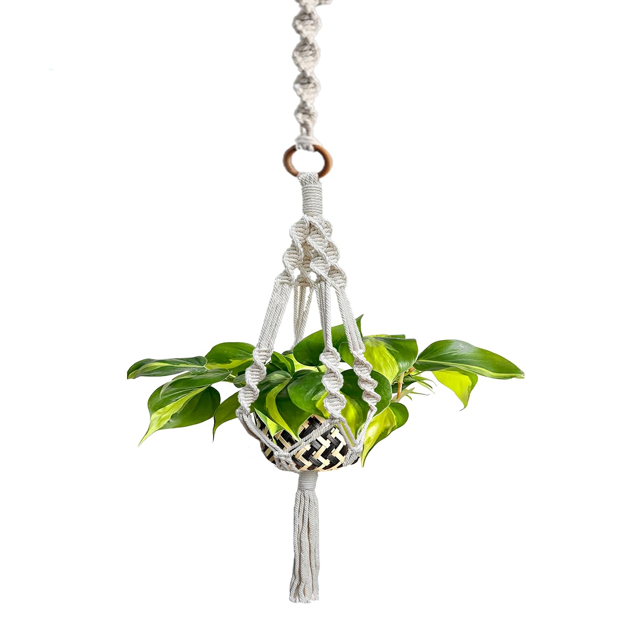 Macrame Plant Hanger Extender 22″ Plant Pot Holder Extender(4 Pack, White)
