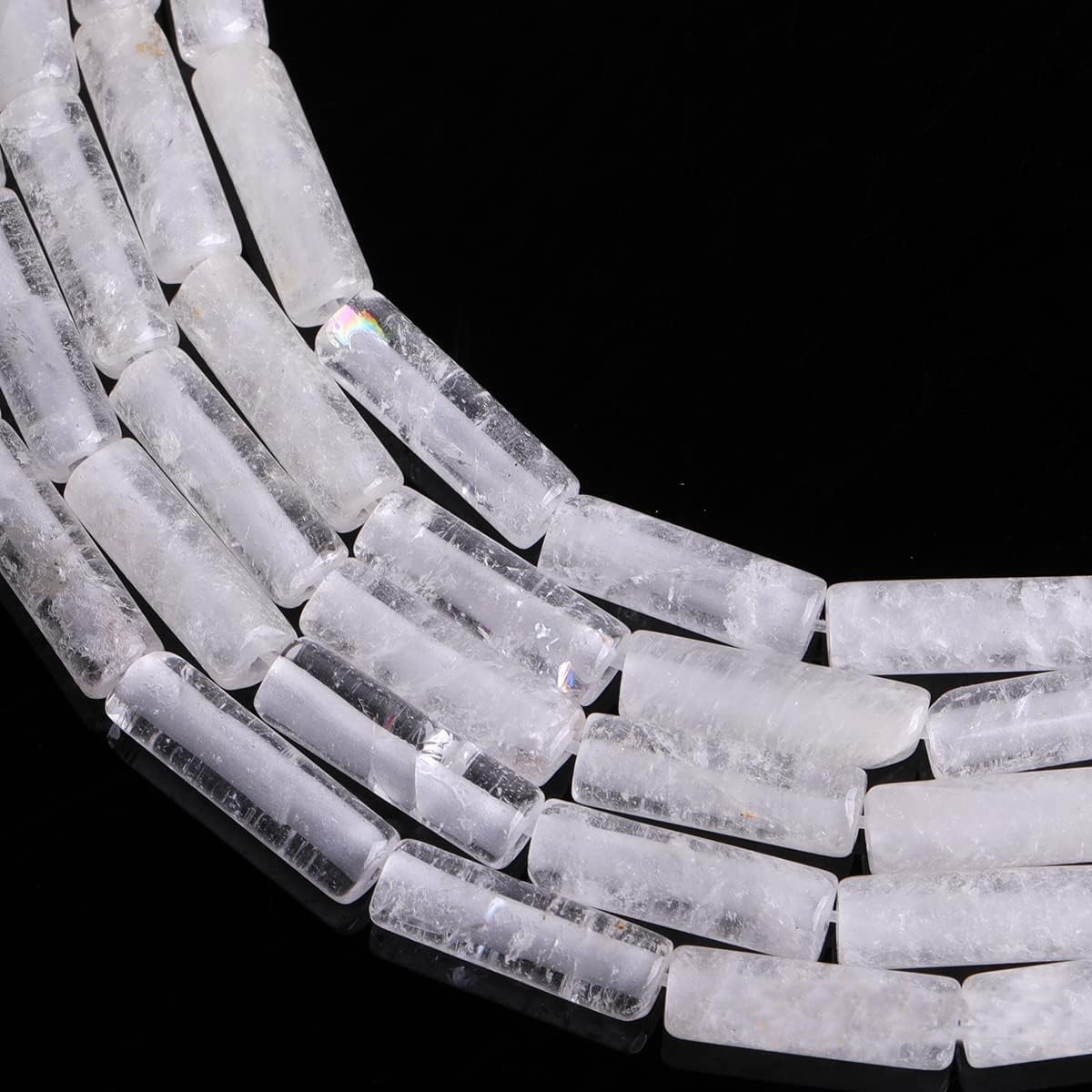 HAAMIIQII Natural White Clear Quartz Tube Beads 13x4mm Column Crystal Cylinder Gemstone Loose Beads for Jewelry Making Strand 15 Inch (28-29pcs)