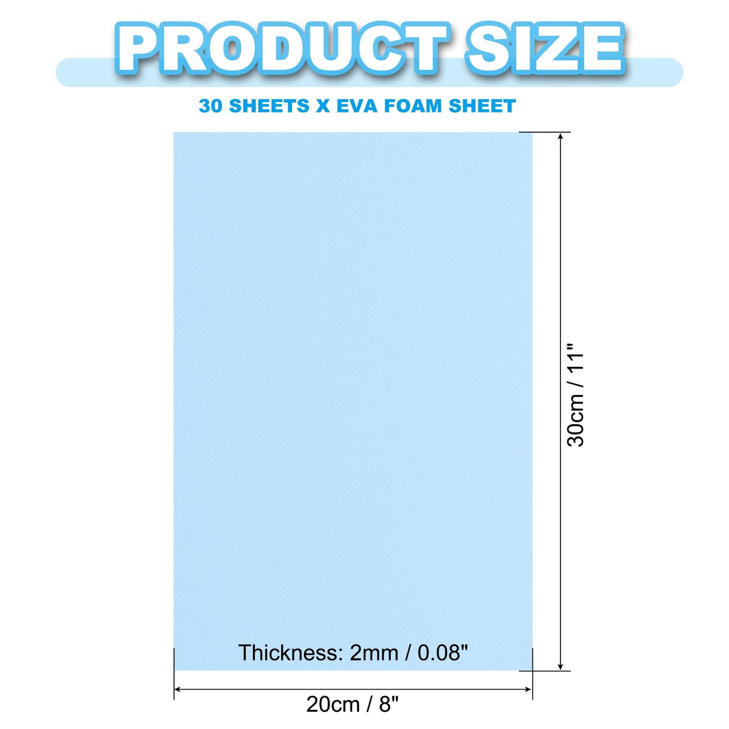 PATIKIL 30 Pack EVA Foam Sheets, 12" x 8" 2mm Thick Foam Sheets Crafts Foam Paper for Craft Classroom Bulletin Board Decor Scrapbooking DIY Cosplay Costume, Light Blue