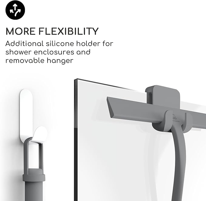 GÜTEWERK Shower Squeegee for Glass Doors, Silicone Window Squeegee, Bathroom and Glass Cleaning - Gray - 9 Inch
