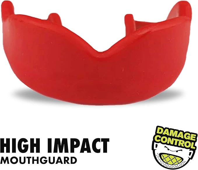 DAMAGE CONTROL High-Impact Mouth Guard – Sports Mouthguard for Boxing, Football, Hockey, Lacrosse & Basketball, Protects Teeth & Jaw, Protective Mouthpiece for Adults & Youth (Youth, Red)