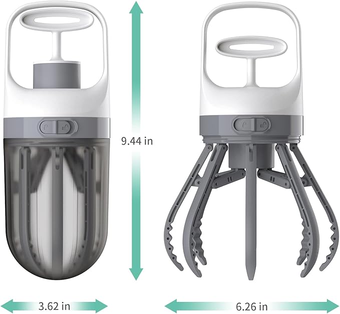 Xinzs Pooper Scooper for Dogs, 【No Warm Poo in Hand】 Portable 2 in 1 Dog Waste Pick-up Claw, 6.2'' Palm Wide Dog Poo Later Disposal Container for Small Medium Large Dogs with 75PCS Bag Attachment