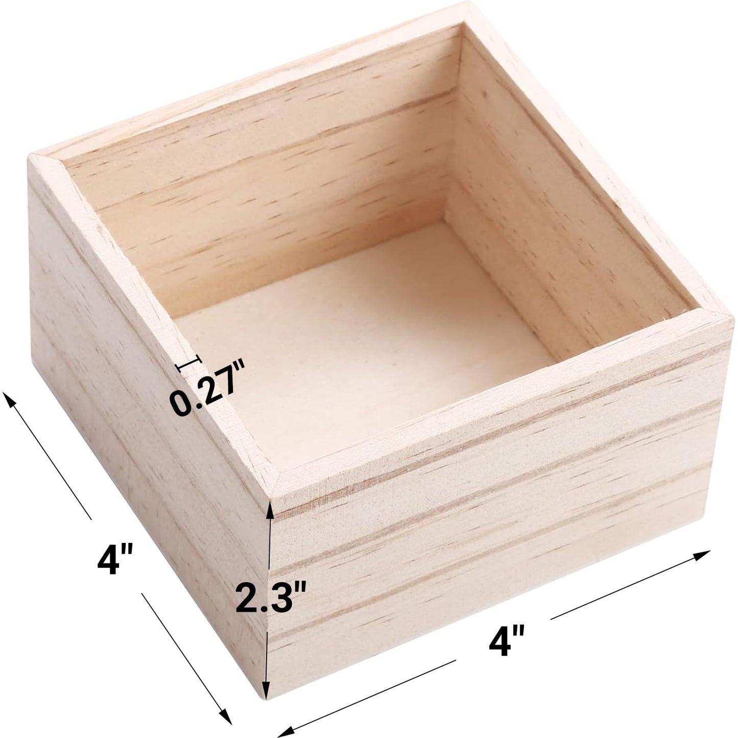 CALPALMY (12 Pack 4'' x 4'' Rustic Wooden Box Storage Organizer Unfinished Small Craft Wooden Box for Collectibles Home Venue Decor Succulents