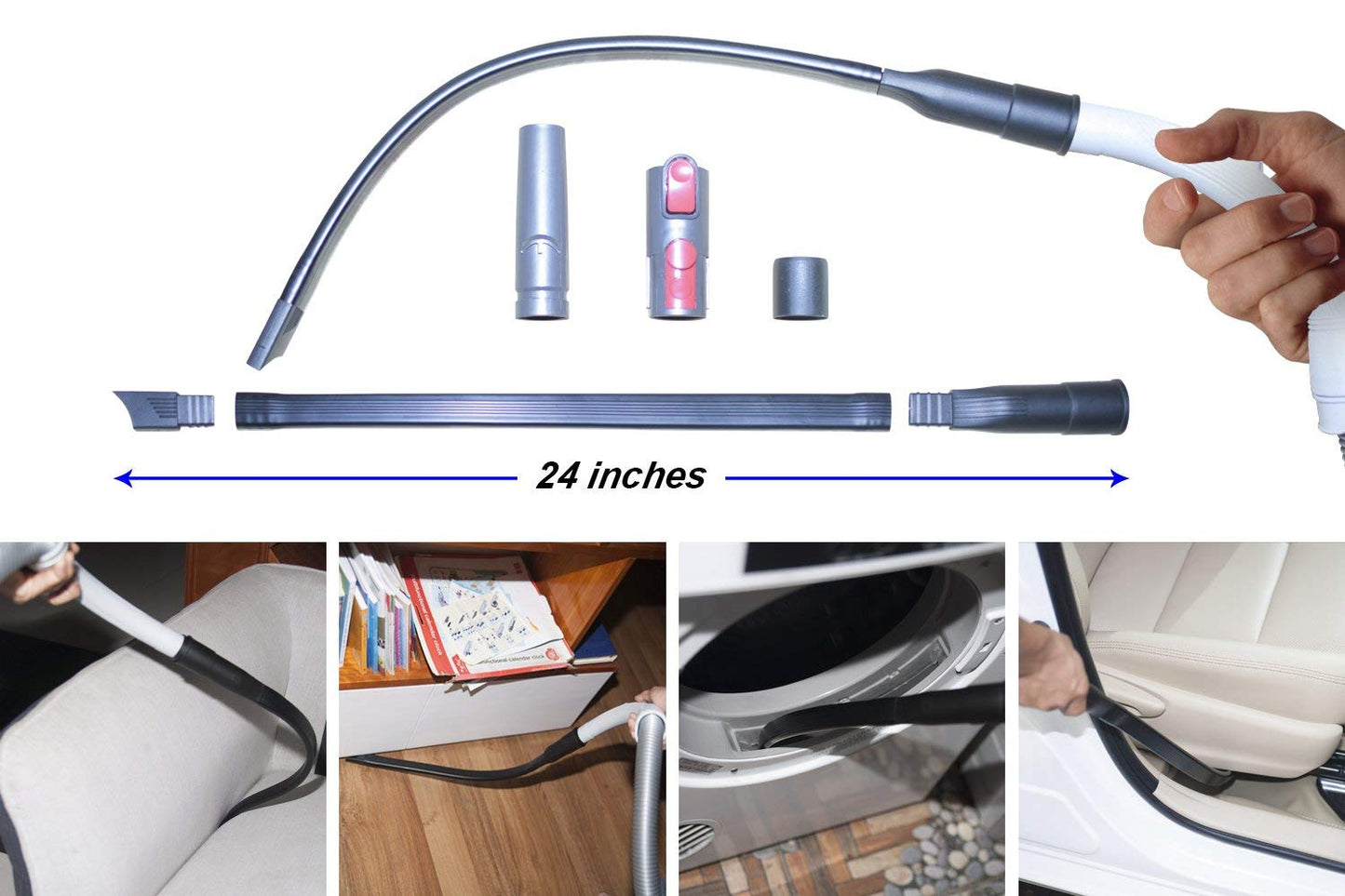 Dryer Vent Cleaner Kit & Refrigerator Condenser Coil Brush-Dryer Lint Brush Vent Trap Cleaner-Vacuum Attachment for Small Crevice-Dryer Cleaner Brush