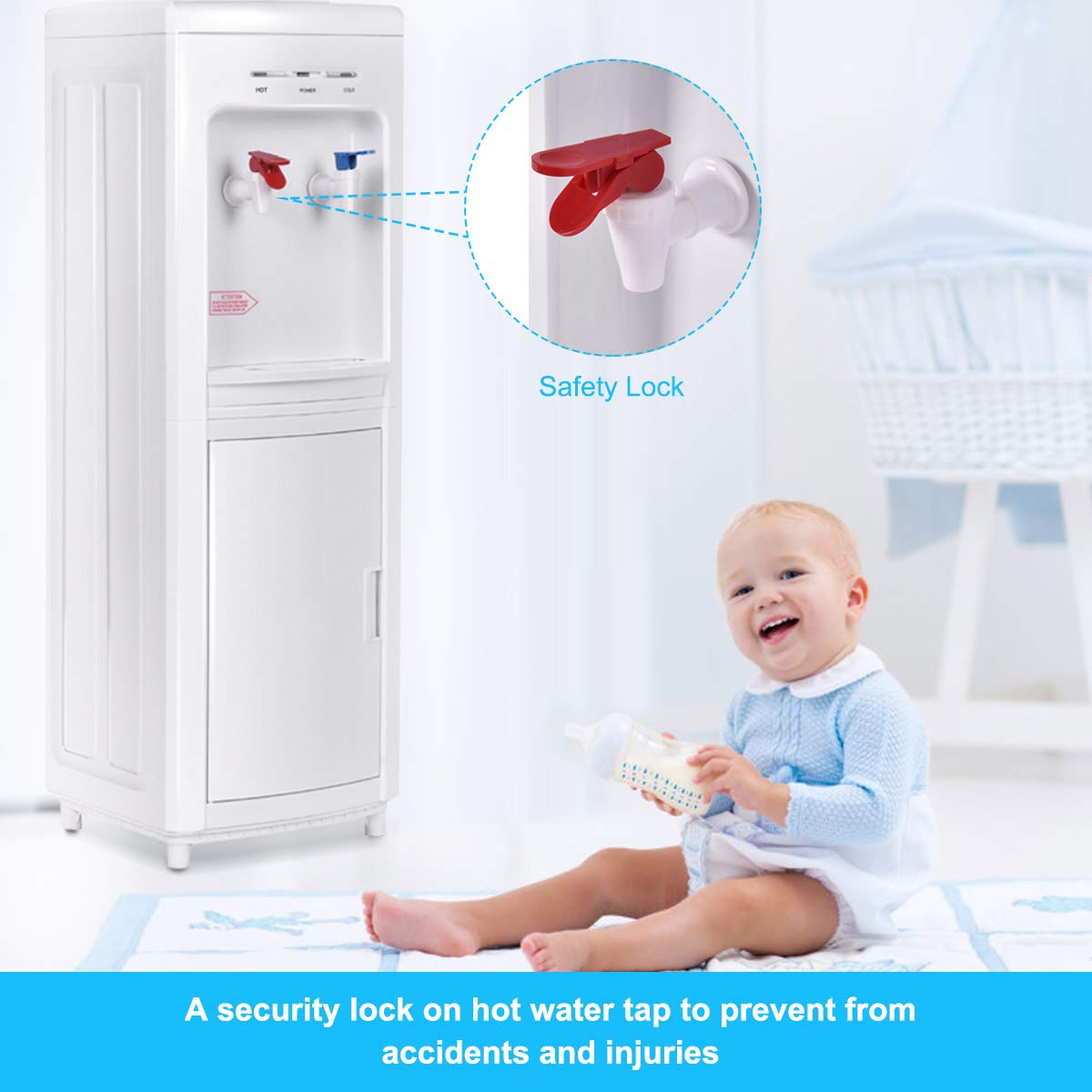 Adjustable Temperature Water Dispenser - Cold & Hot Water, Home & Office Use - White