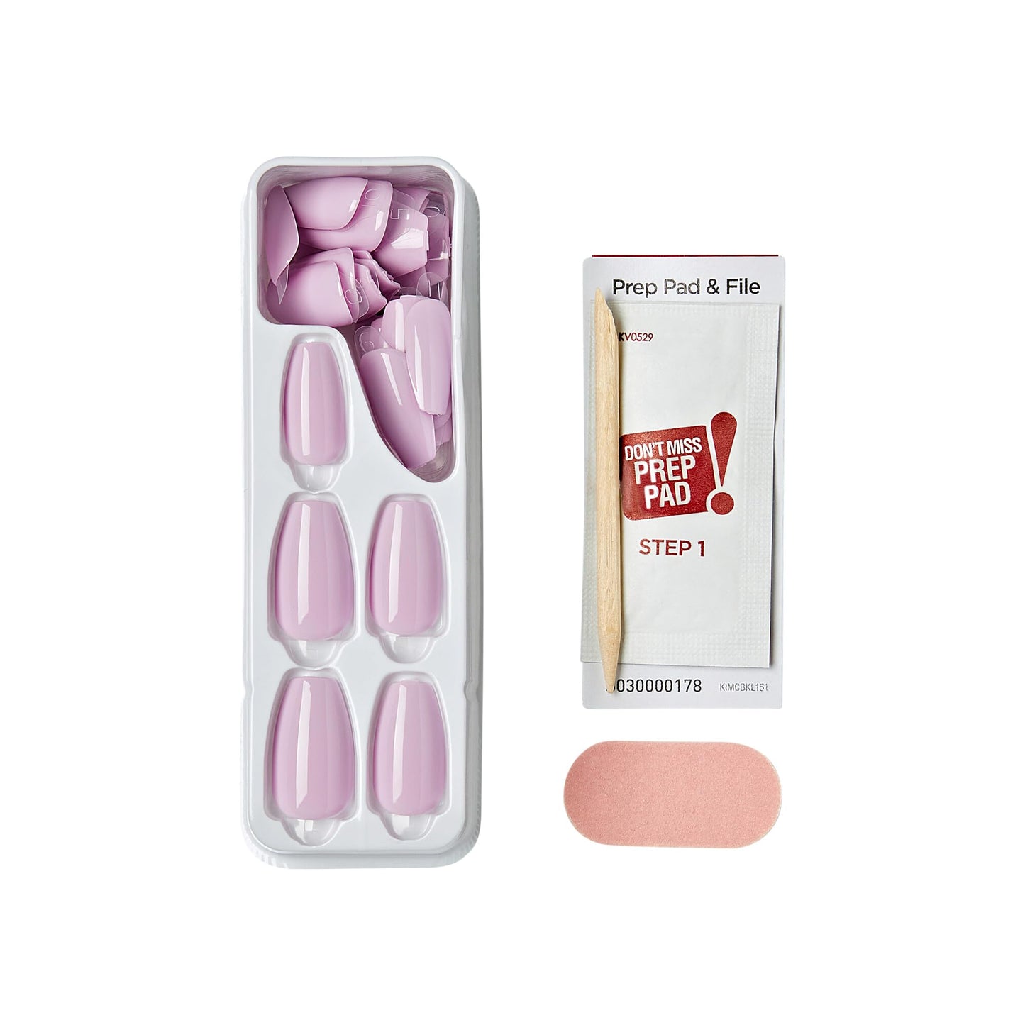 KISS Impress Color No Glue Mani 30 Pcs Press on Nails, Light Pink, Lavender, Medium Size, Coffin Shape, Simple Peel & Press Easy Apply, Hassle-Free Removal, Essential Tools Included