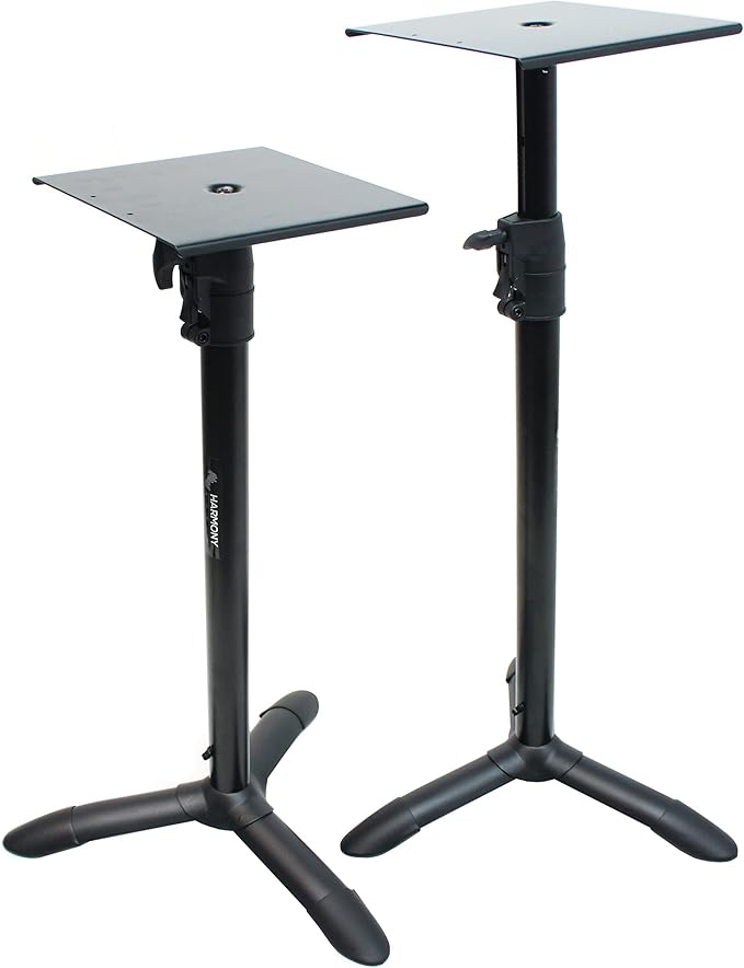 Harmony Audio HA-BKSPKS Home Audio - Studio Monitor Adjustable Height Bookshelf Speaker Stand Pair