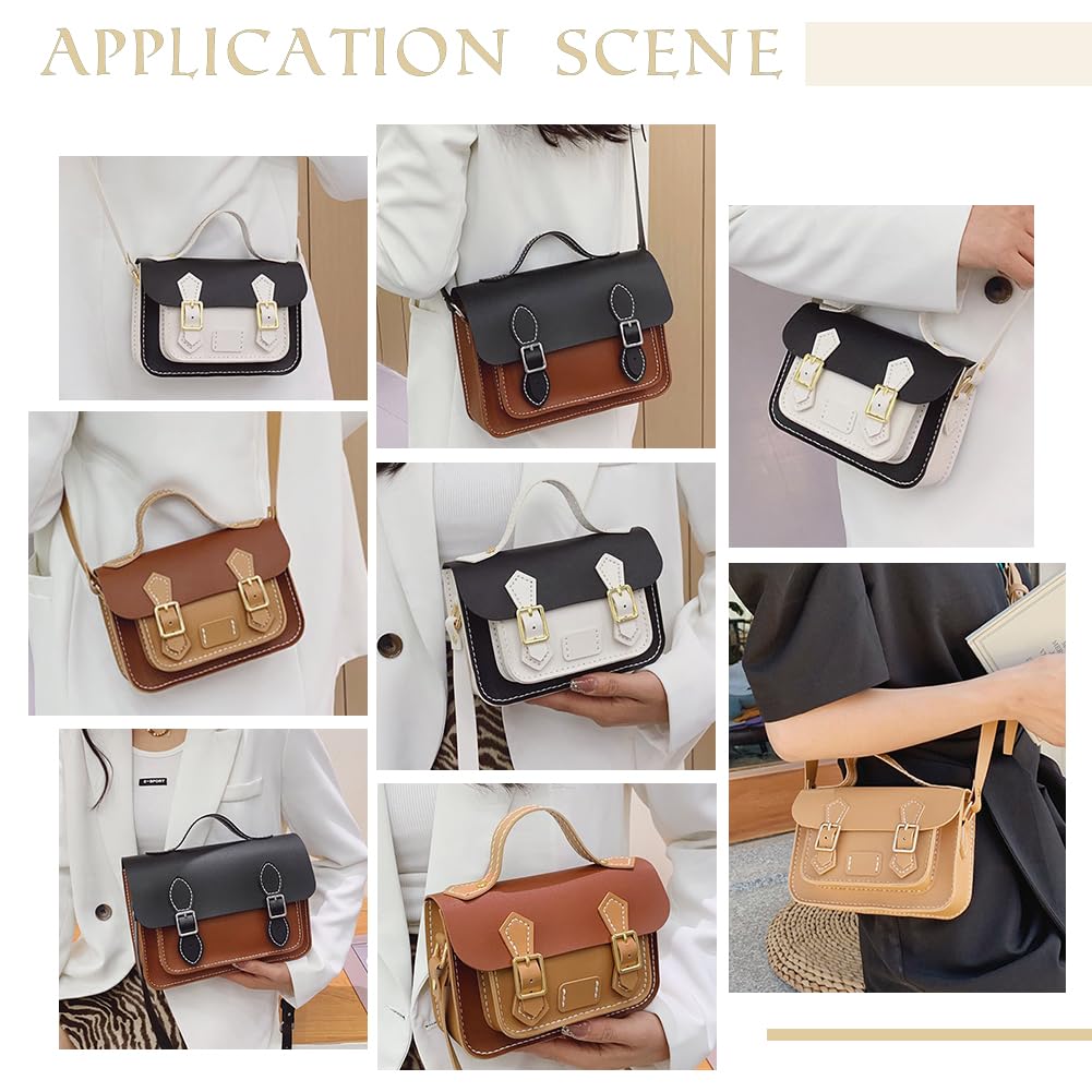 WADORN DIY Crossbody Bag Making Kits, PU Leather Shoulder Bag Sewing Set with Instruction Handmade Satchel Handbag Making Kit Purse Sewing Kit for Women Handicraft Gift, 9.8x3.5x6.7 Inch(Brown+Khaki)