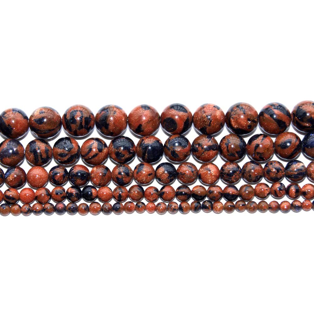 6mm Blue Gold Sand Stone Mixed Sandstone Beads Round Semi Precious Gemstone Loose Beads for Jewelry Making 14"(60-62pcs/strand)