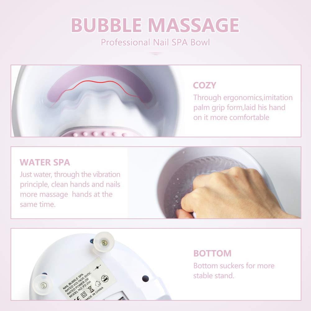 liddy art Electric Massage Nail Soaking Bowl, Manicure Hand Bowl Vibration Spa Massage Soak Soothing Relaxing Manicure Machine Soften Cuticles
