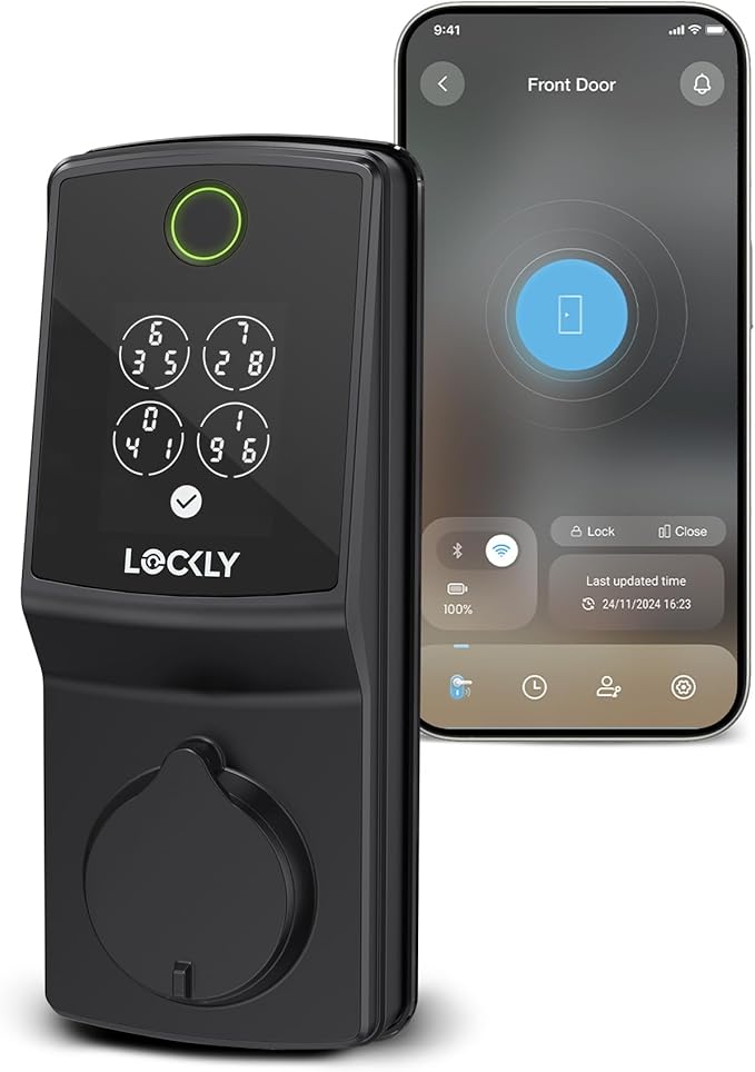 Lockly Secure Pro (Latest Version), Smart Lock with Built-in Wi-Fi, New-Gen Fingerprint Door Lock, Keyless Entry Deadbolt, PIN Genie Keypad, Auto Lock, App Remote Control, Easy Installation