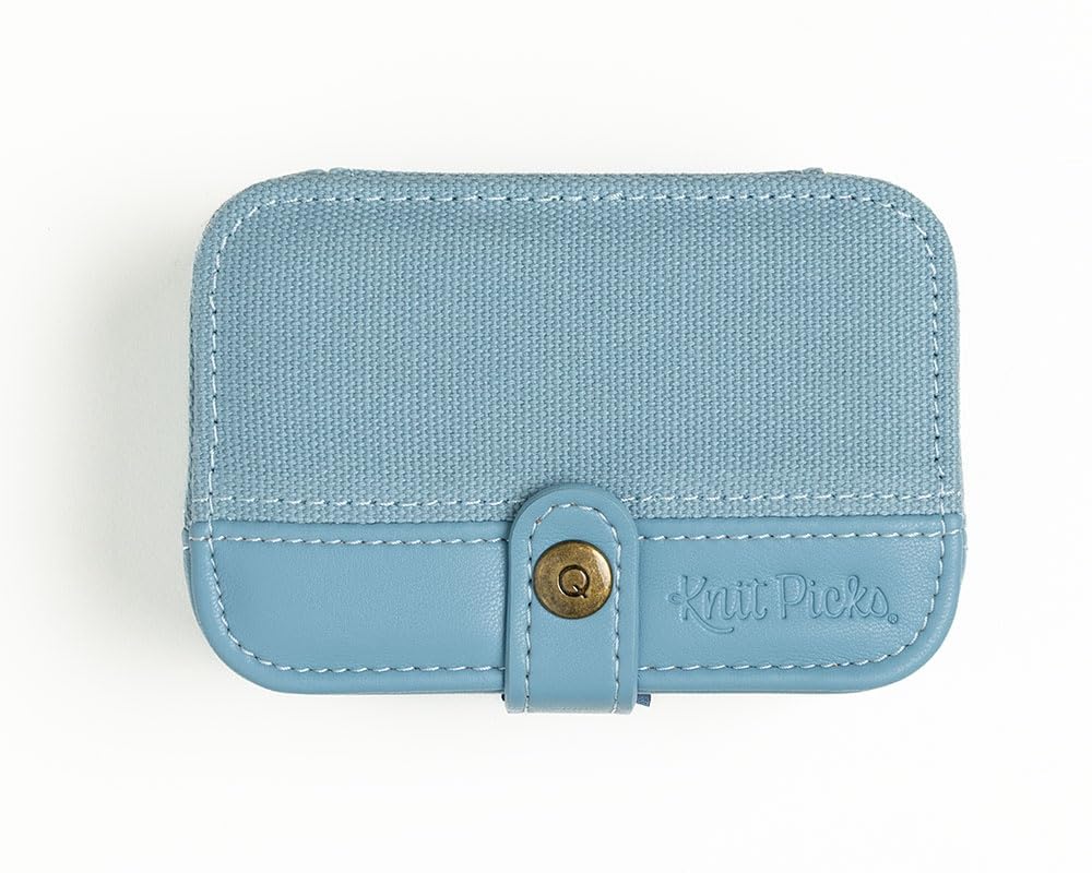 Knit Picks x dellaQ Blue Short Interchangeable Knitting Needles with Dusty Blue Buddy Case (Dusty Blue and Short Blue Needles)