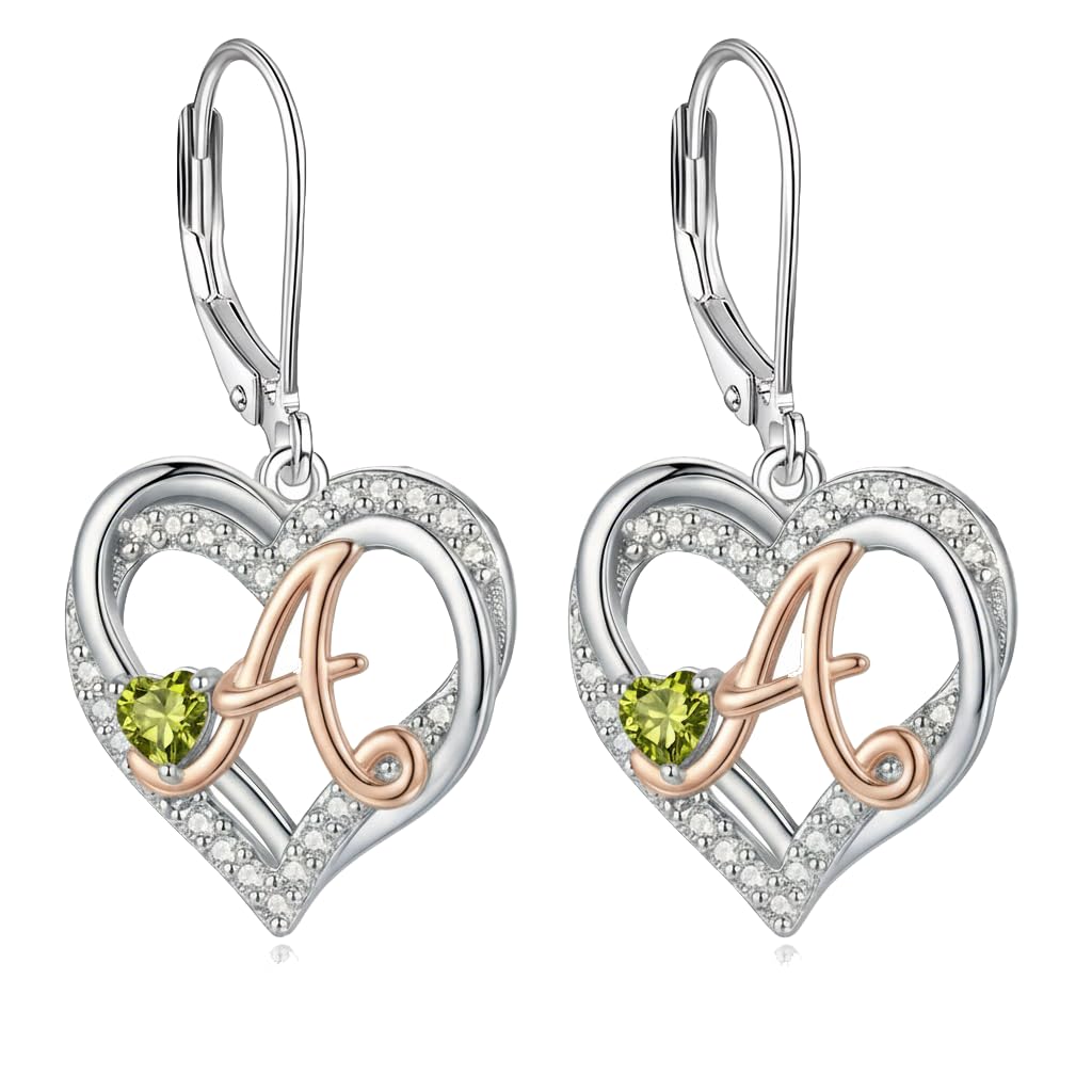 ZPMMPZ Initial Birthstone Earrings Intial Letter Dangle Drop Earrings Birthstone Jewelry Gifts for Women A & September