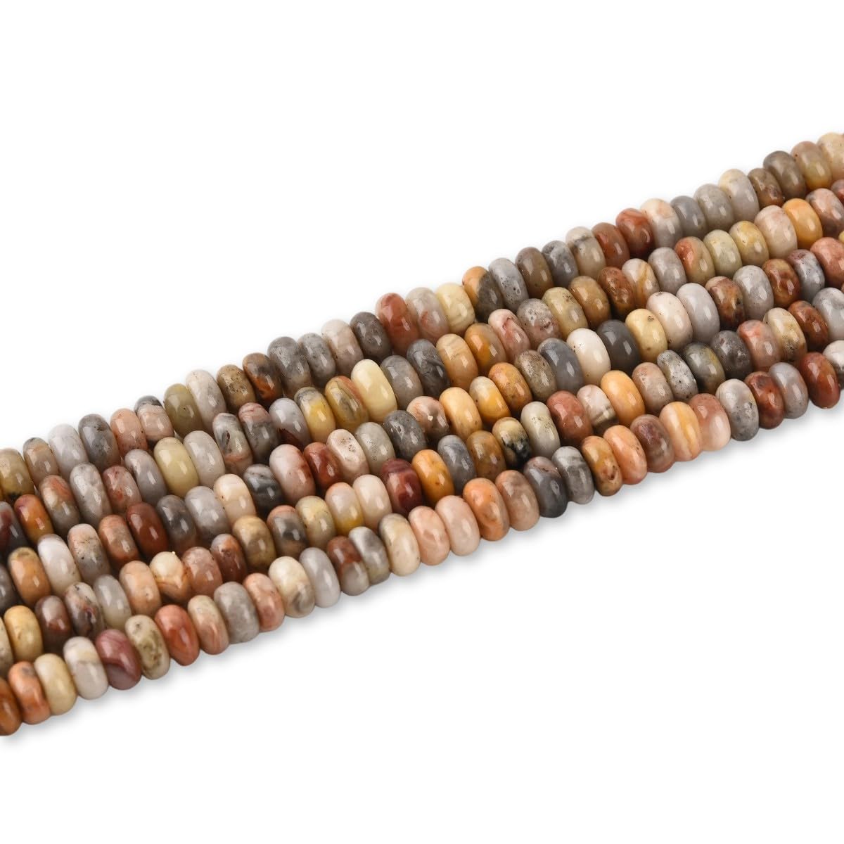 170pcs 4x2mm Natural Crazy Lace Agate Disk Rondelle Spacer Semi Precious Gemstone Loose Stone Beads for Jewelry Making 15 Inch