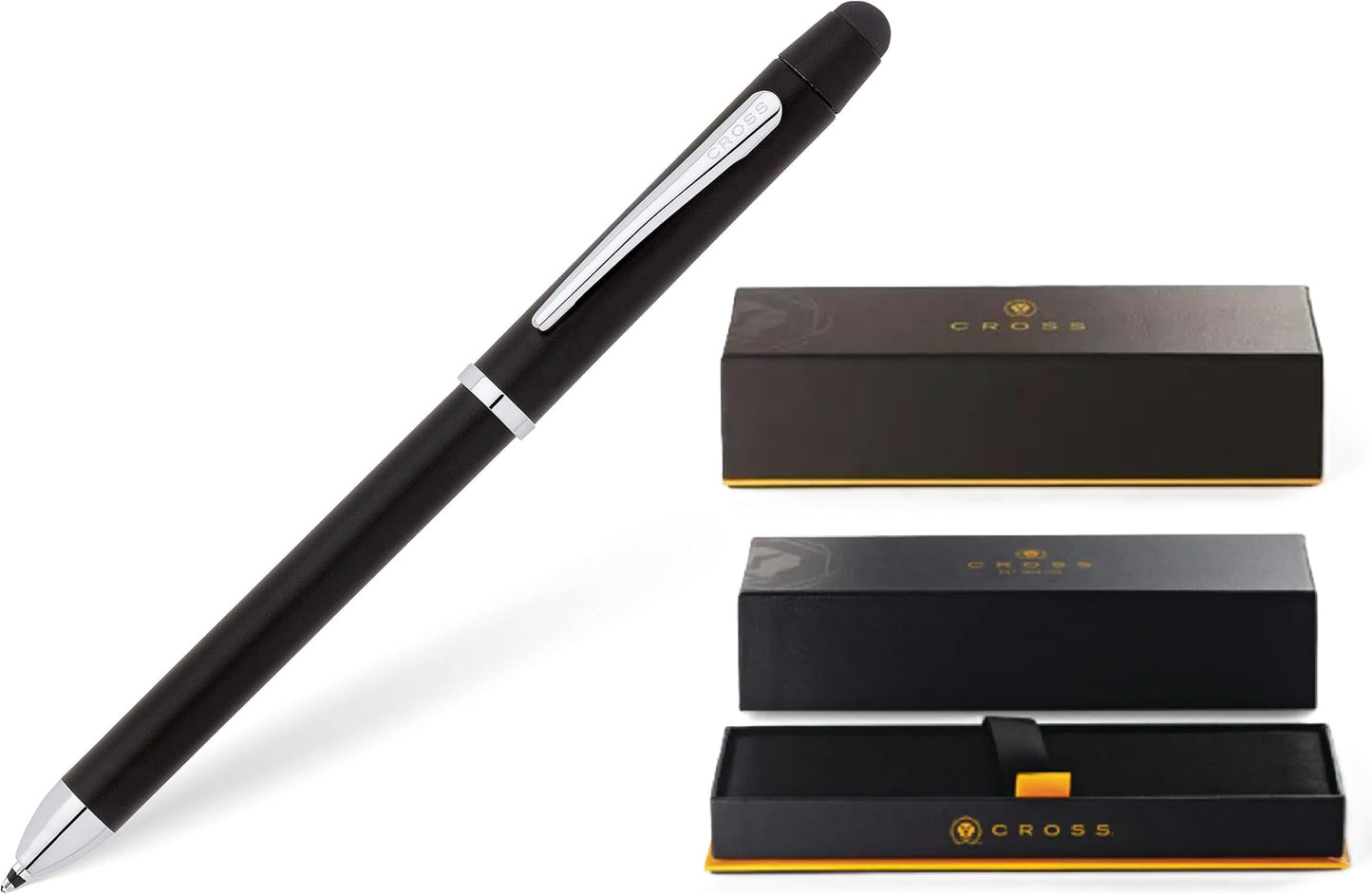 Cross Tech3 Satin Black Multi-function Pen - 0.5 MM Lead Size Pencil, Black Ink Refill, and Red Ink Refill in One Pen.