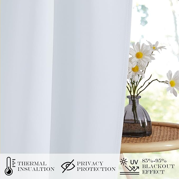 NICETOWN Blackout Door Curtains, Elegance French Door Curtains for Privacy, Easy Installed Panels, Room Darkening Window Covering for Doorway (Greyish White, 25" W x 80" L, 1 Panel)