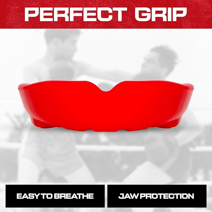 Sports Mouth Guard for Kids,Youth,Boys,Girls,Child Teen Mouthguard with Case (BPA Free) for Boxing, Martial Arts,MMA Karate,Lacrosse,Football,Soccer and All Contact Sports (RED)