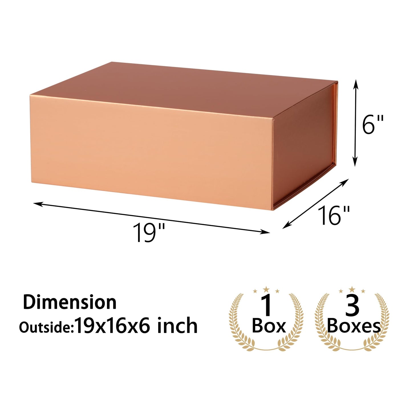 MUMUPACK Rose Gold Gift Box,19x16x6 Large Gift Boxes With Lids For Presents Includes Ribbon And Diy Printable Sticker Paper,Bridesmaid Proposal Box,Magnetic Gift Box For Birthday,Wedding,Graduation