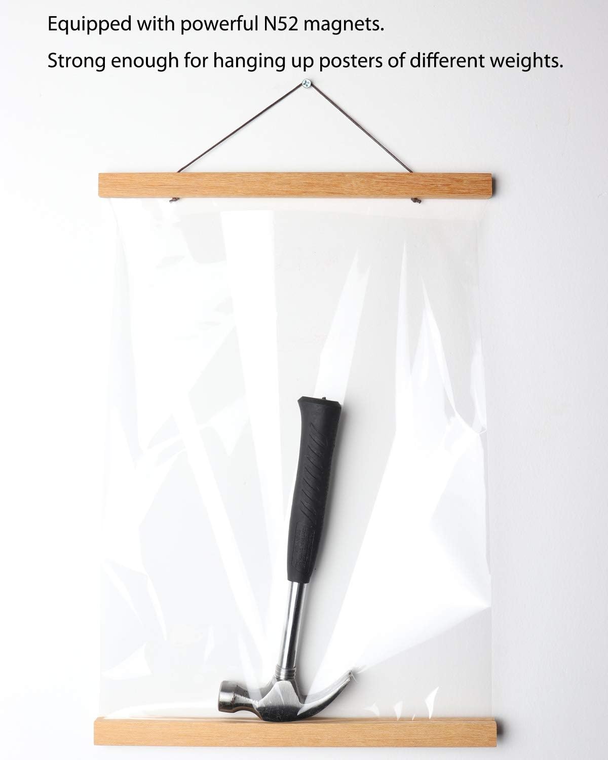 FALAMON Teak Wood Magnetic Poster Frame Hanger for Prints, Photos, Pictures, Maps, Scrolls, and Canvas Artwork