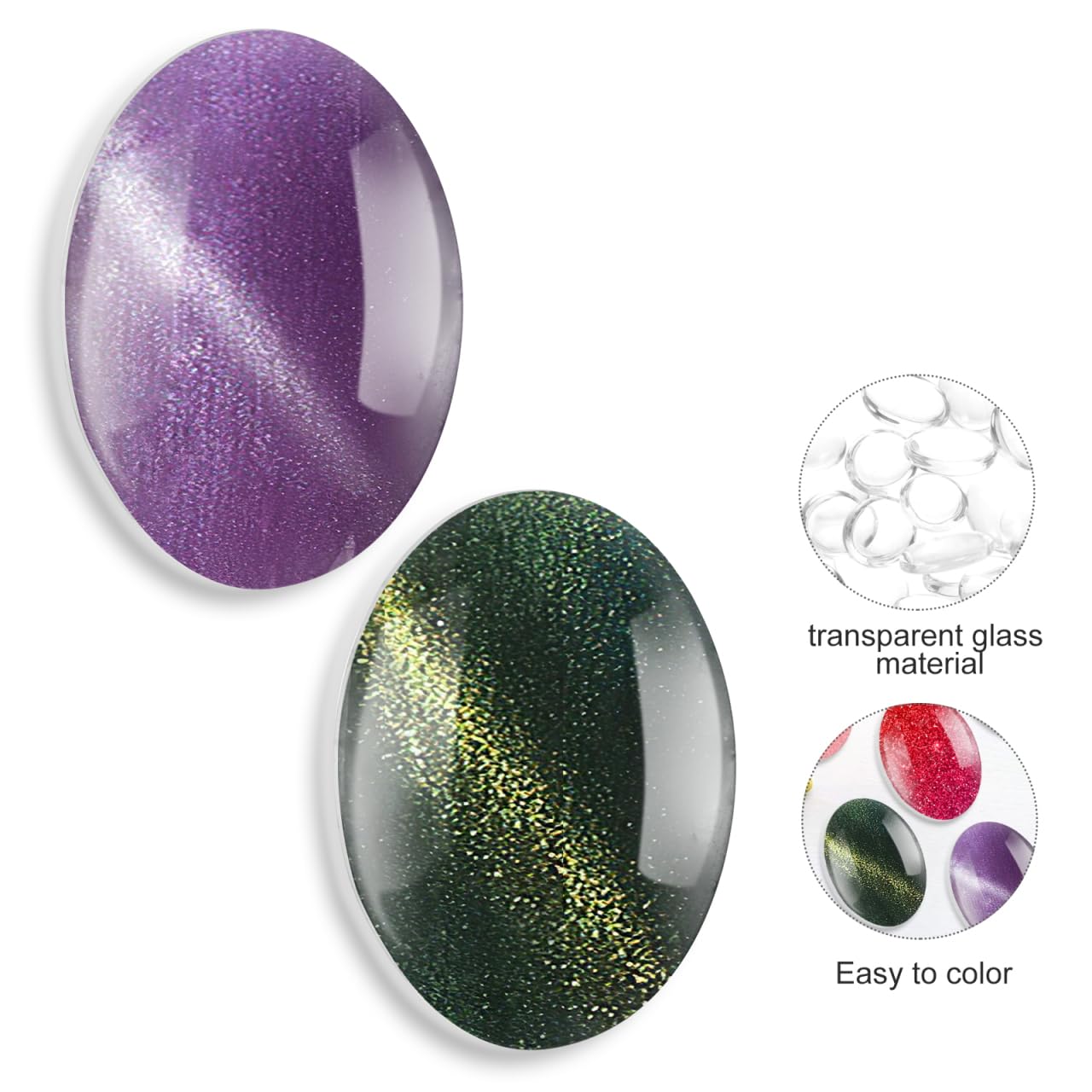 Hemoton 30Pcs Nail Color Charts Glass Oval Display Beads for Manicure Nail Polish Display Portable Art Tools for Home and Salon