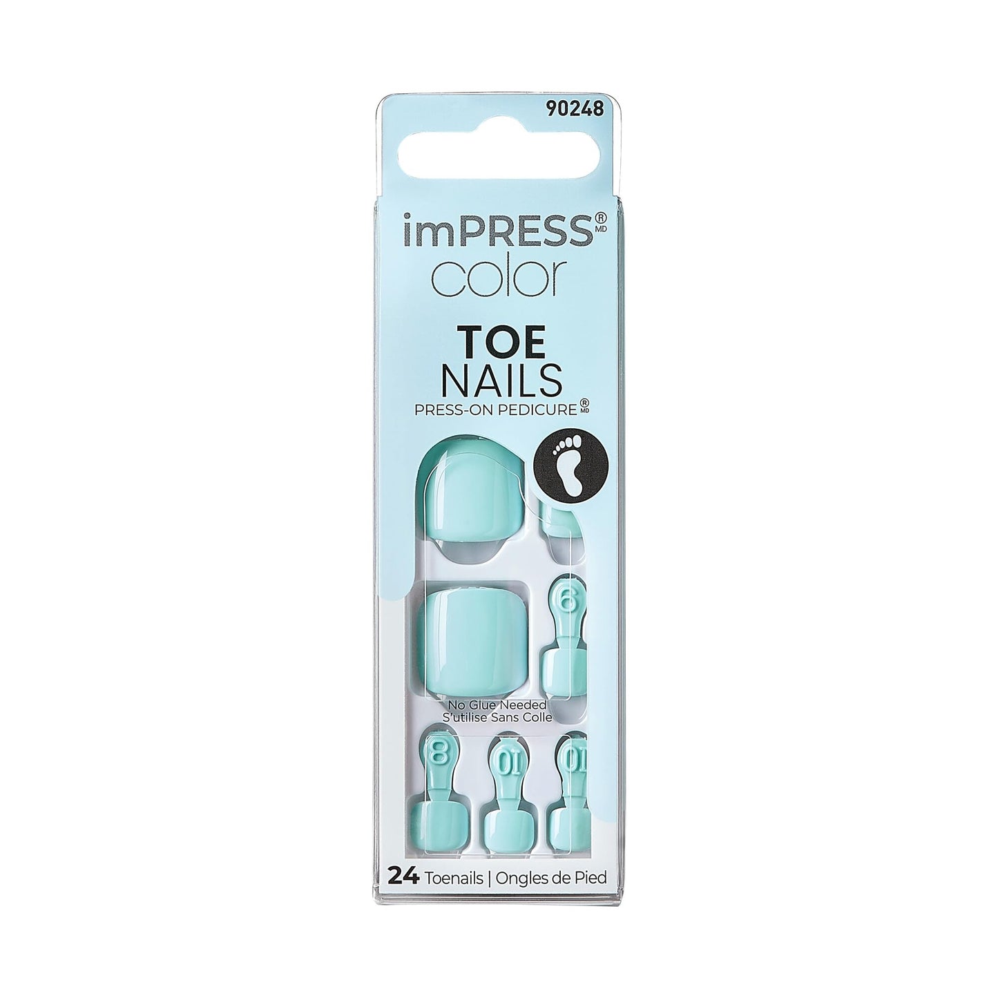 KISS Impress Color Toenails Press on 24 Pcs, Vivid Color, Simple Peel & Press Easy Apply, Hassle-Free Removal, Essential Tools Included