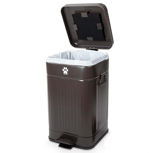 Nevink Dog Poop Trash Can Outside - Outdoor Dog Waste Trash Can with Lid - Odor Proof Waste Station Container for Backyard - 5L/1.3Gal (Black)
