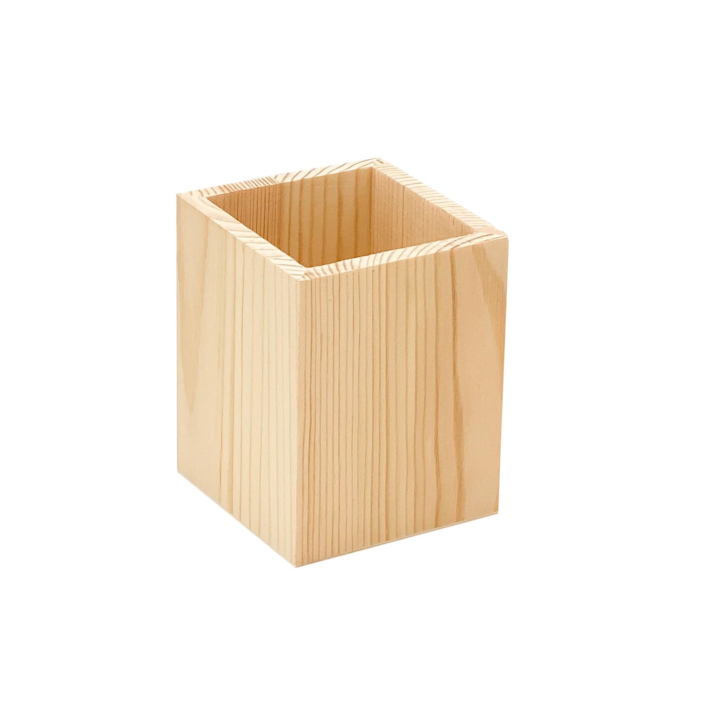 Cregugua 12 Pack Wood Pen hlolder Unfinished Wooden Pencil Holder for Homemade DIY Crafts (3"x3"x4")