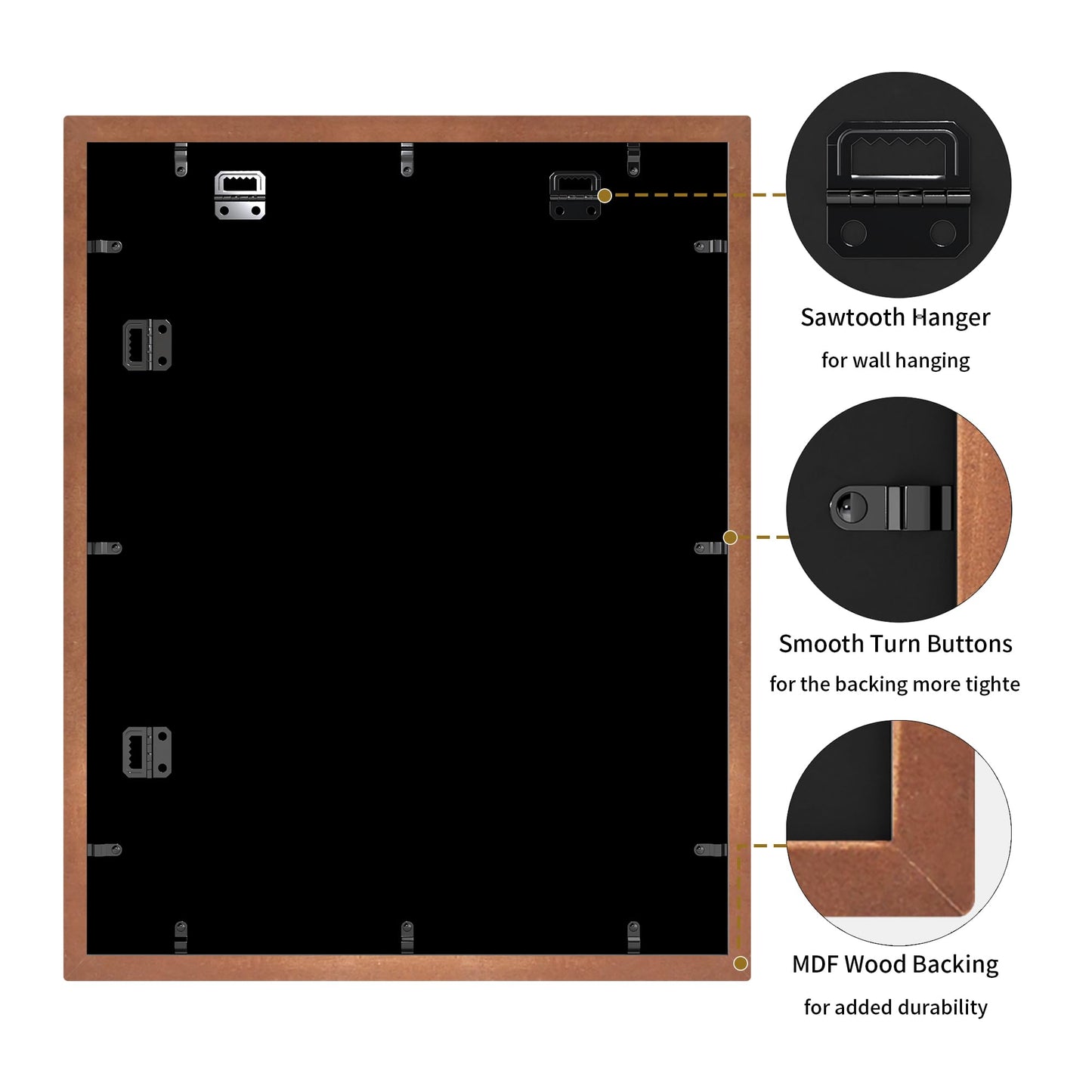 YESKAY Picture Frame Collage for 6x8 and 5x7 and 4x4 Photos - 9 Openings Rustic Brown Picture Frame with Real Glass,Family Picture Frames Wall Decor(1 Pack)