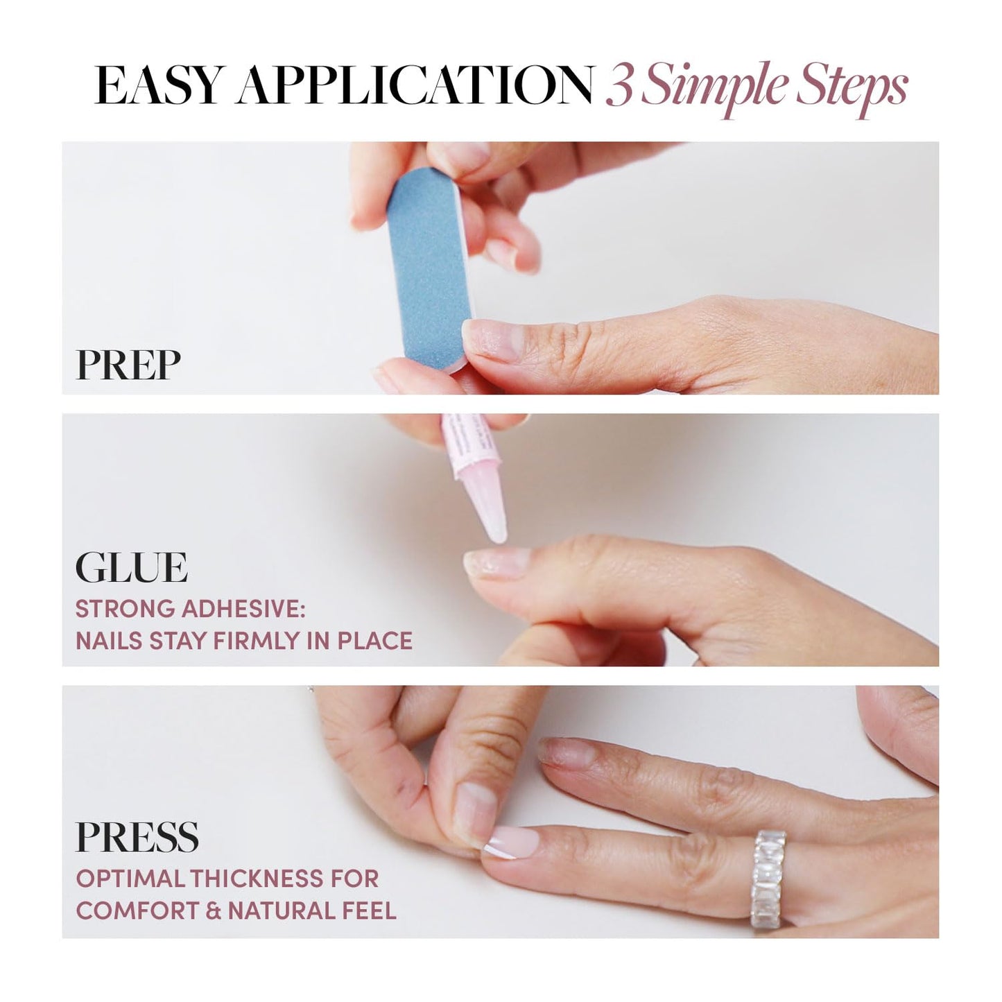 Glamnetic Press-On Nails Bundle - Hailey & First Kiss | Glossy, Semi-Transparent Fake Nails | Neutral Pink False Nails with a Glaze Finish | Reusable Short Almond Nail Kits