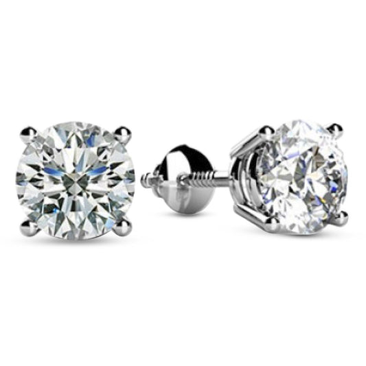 1 Carat 14K White Gold IGI Certified LAB GROWN Round Cut Diamond Stud Earrings for Women 4 Prong Screw Back for her MADE IN USA (E-F Color, VS1-VS2 Clarity)