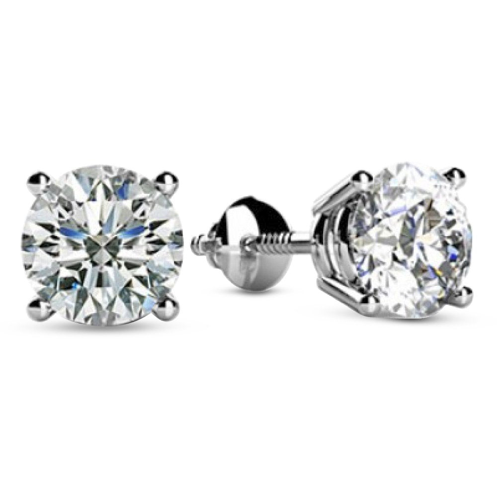 1 Carat Platinum IGI Certified LAB GROWN Round Cut Diamond Stud Earrings for Women 4 Prong Screw Back for her MADE IN USA (E-F Color, VS1-VS2 Clarity)
