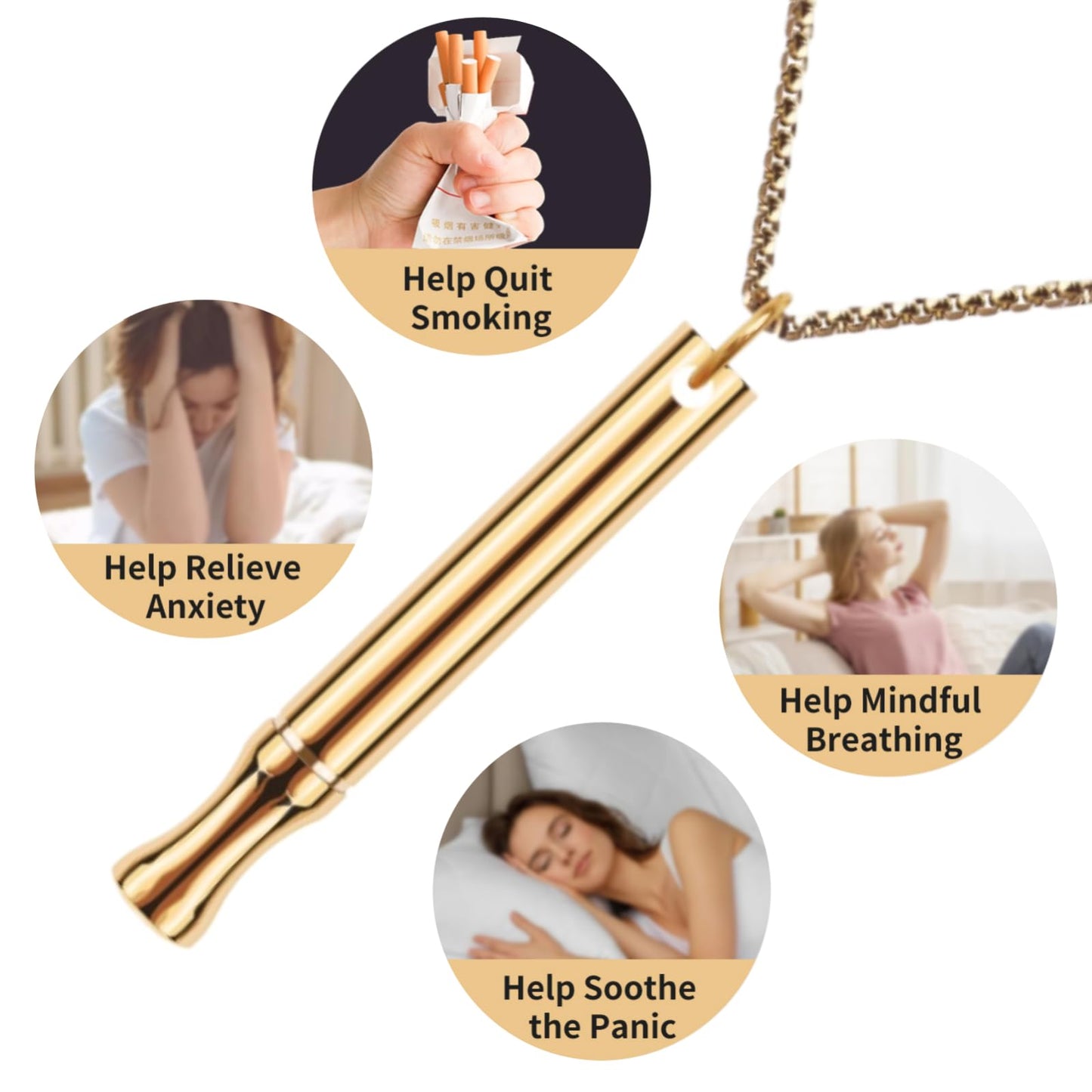 LAMKHOO Breathing Necklace to Quit Smoking and Vaping with Refillable Mint Pods Stop Smoking Aids Fidget Necklace Smokeless Inhaler for Adults