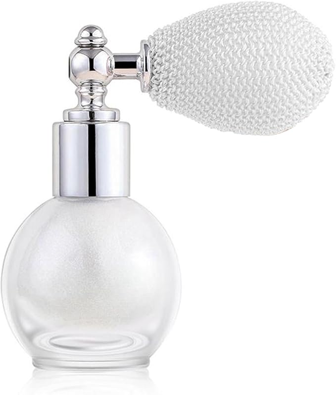 Pearl White Highlighter Spray for Face and Body, Rich Color Loose Shimmer Powder Long Lasting Sparkly Spray High Gloss Makeup for Women Rave Festival Prom Stage Wedding Party, #1