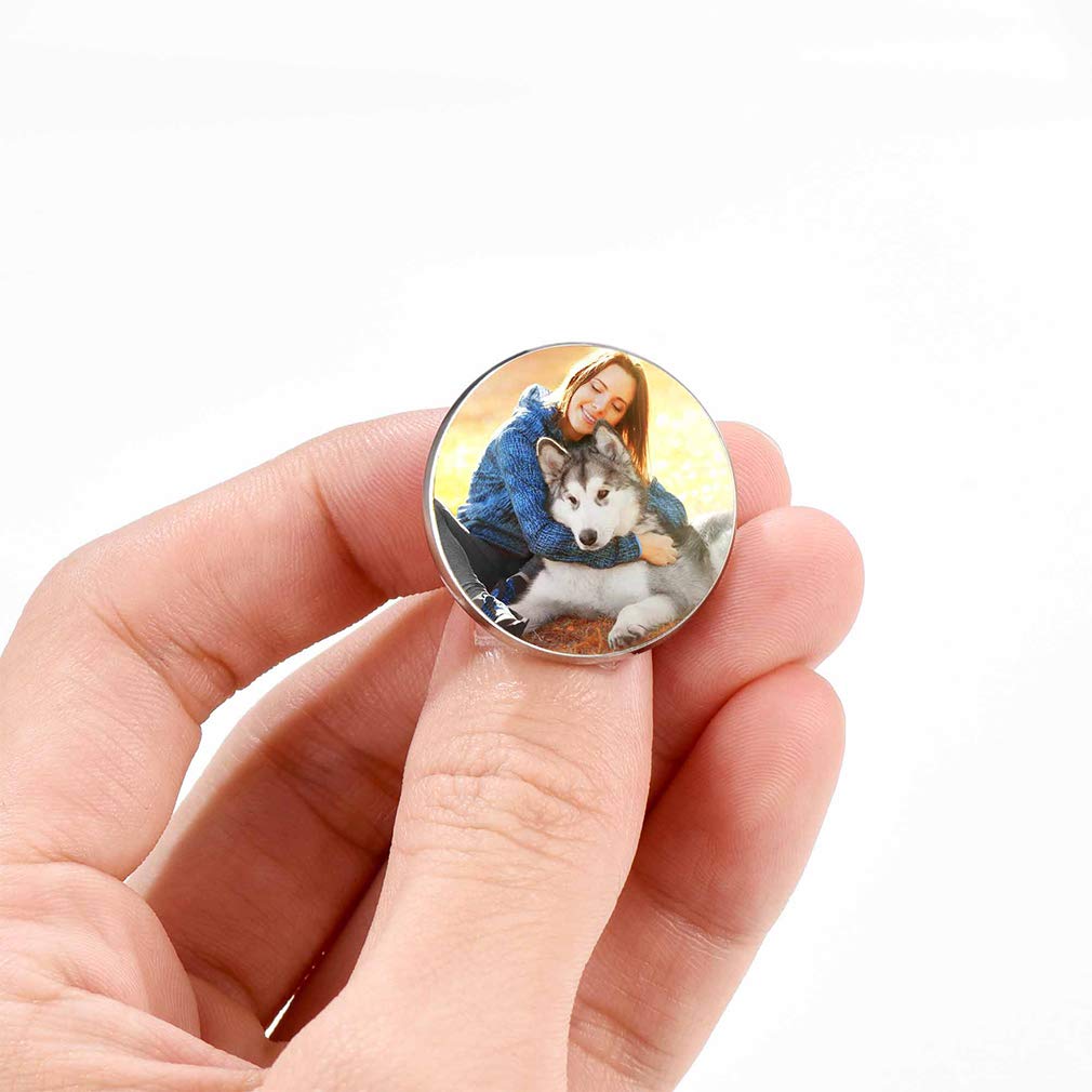 Custom4U Custom Photo Brooch Pin Memorial Wedding Collar Pins Personalized Picture Gift for Men Women Mother
