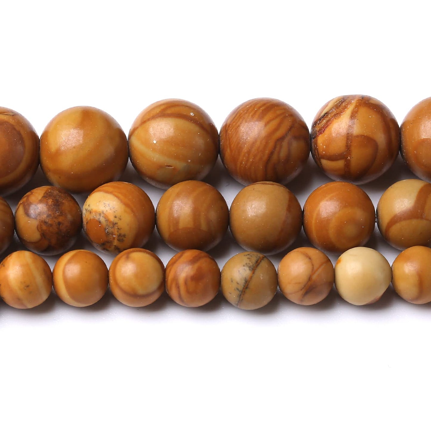 36PCS 10MM Natural Woodgrain Jasper Stone Beads Round Shape Suitable for Jewelry DIY Bracelet 15 Inches