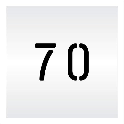 Pavement, Curb, and WheelStop Stencils - 4 inch Double Number Stencil - (70) - 4" x 5.5" x 1/8" (128 mil) - Pro-Grade