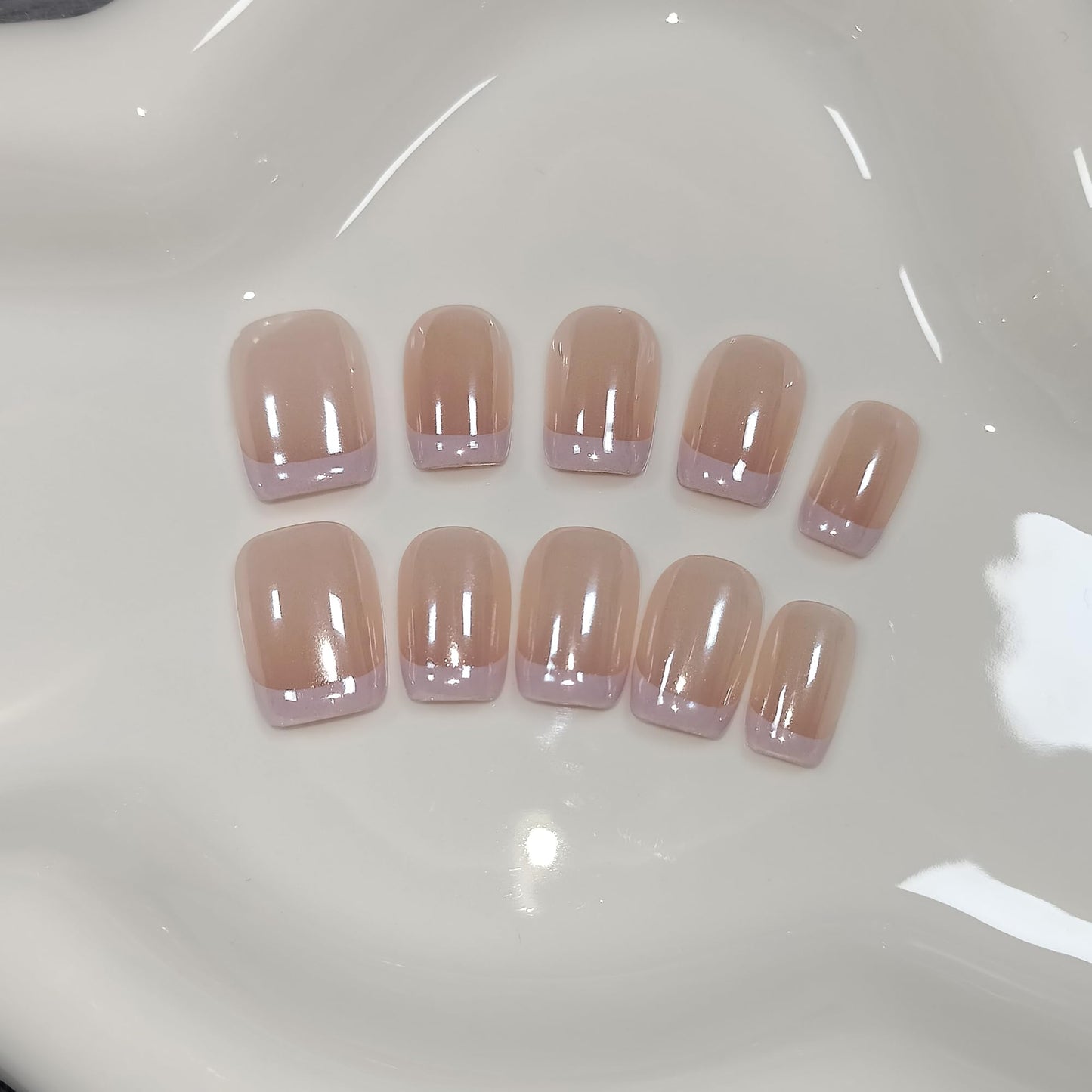TENPAL Aurora Blush Pink French Tips Press on Nails Short Square Minimalist & Reusable False Nails for Everyday Luxury | Clean Chic Style(M)