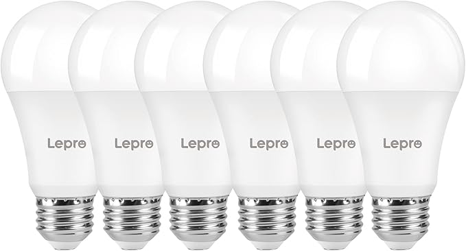 Lepro Dimmable LED Light Bulbs 100 Watt Equivalent, 14W 1500LM Daylight White 5000K, A19 E26 Standard Medium Base, UL FCC Listed, 15000 Hour Lifetime, 6 Pcs