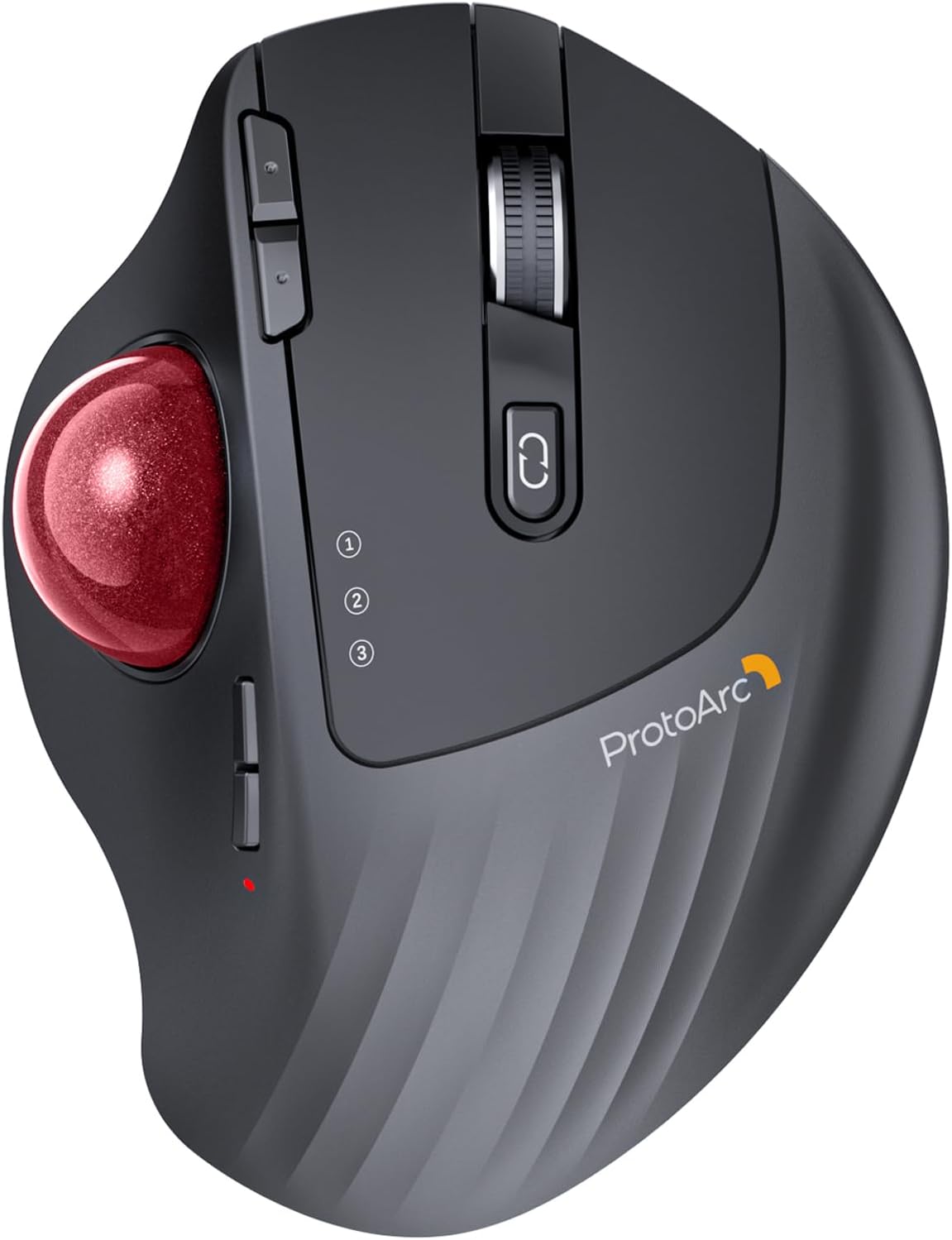 ProtoArc Wireless Trackball Mouse, EM01 NL Ergonomic Bluetooth Rollerball Thumb Rechargeable Computer Laptop Mouse, Adjustable Angle & 3 Device Connection for PC, Mac, Windows-Red Ball