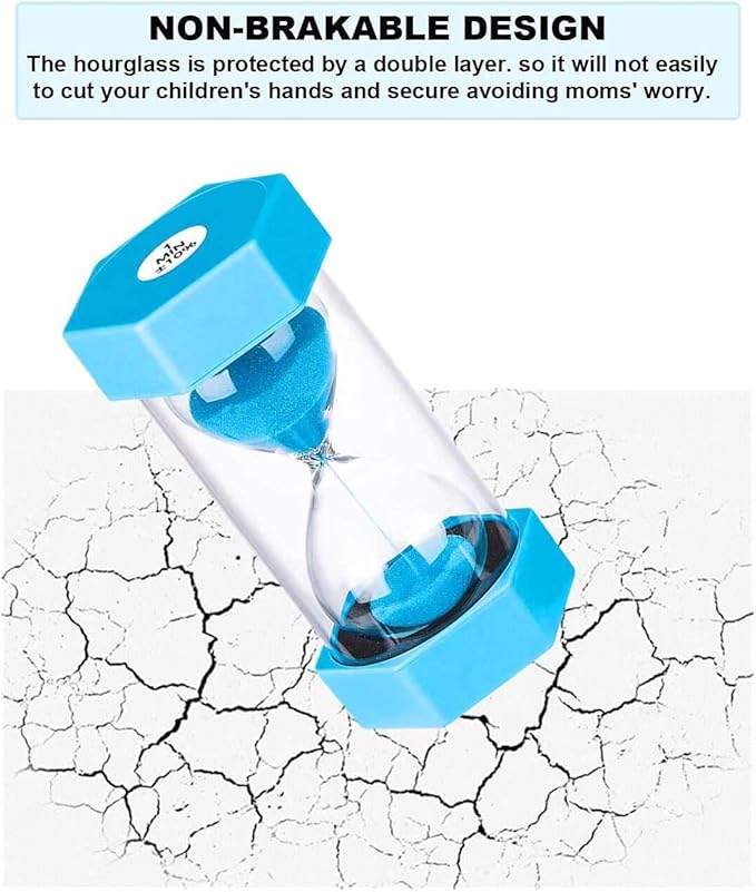 Sand Timer 2-Minute Hourglass: Colorful Sand Clock, Small Blue Sand Watch, Plastic Hour Glass Sandglass for Kids, Games, Decorative, Classroom, Kitchen, Toothbrush Timer
