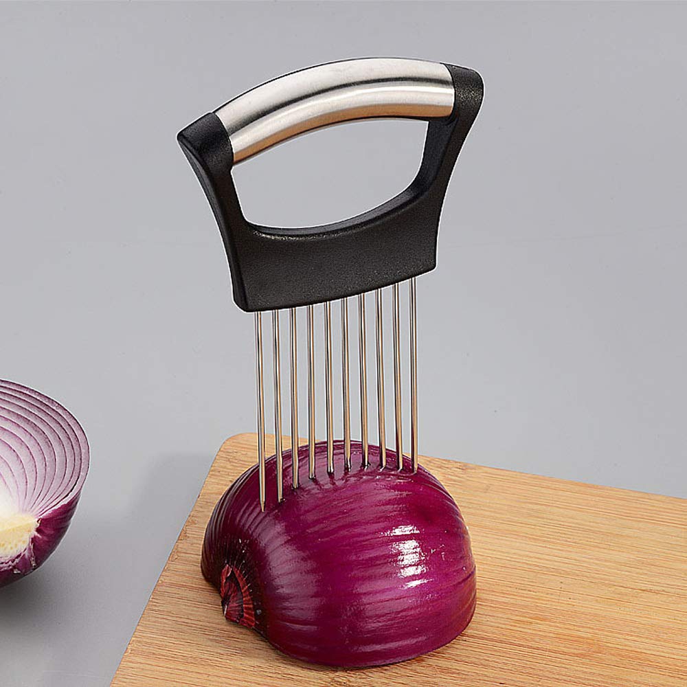 Onion Cutter, 1 PC Onion Holder Fork Cutter Chopper Slicer Peeler Stainless Steel Vegetable Slicer Tomato Cutter Meat Needle Chicken Kitchen Tool