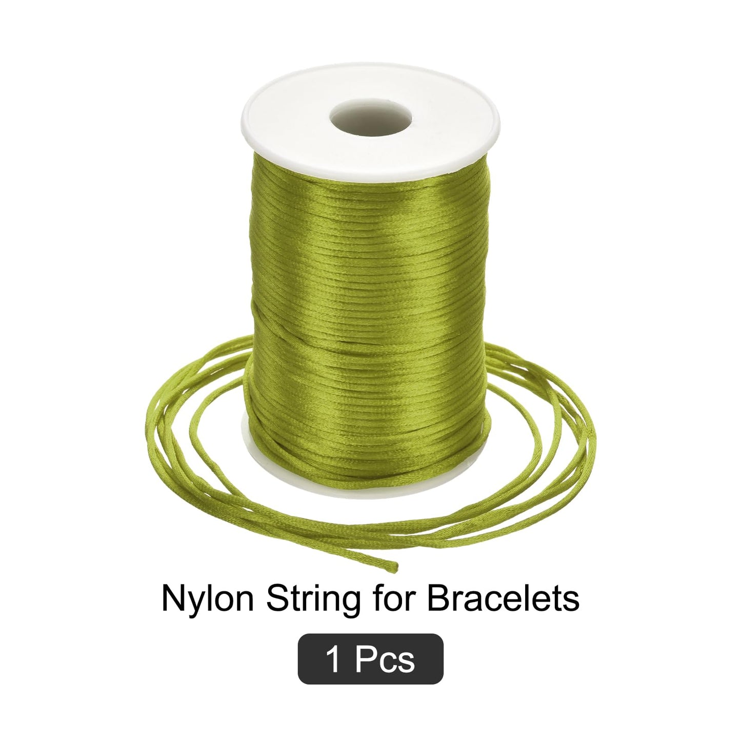 Rebower Nylon Satin Cord 2.5mm, 109 Yard Nylon String for Bracelet Braided Thread [for Jewelry Making Necklace Chinese Knot Craft] - Army Green