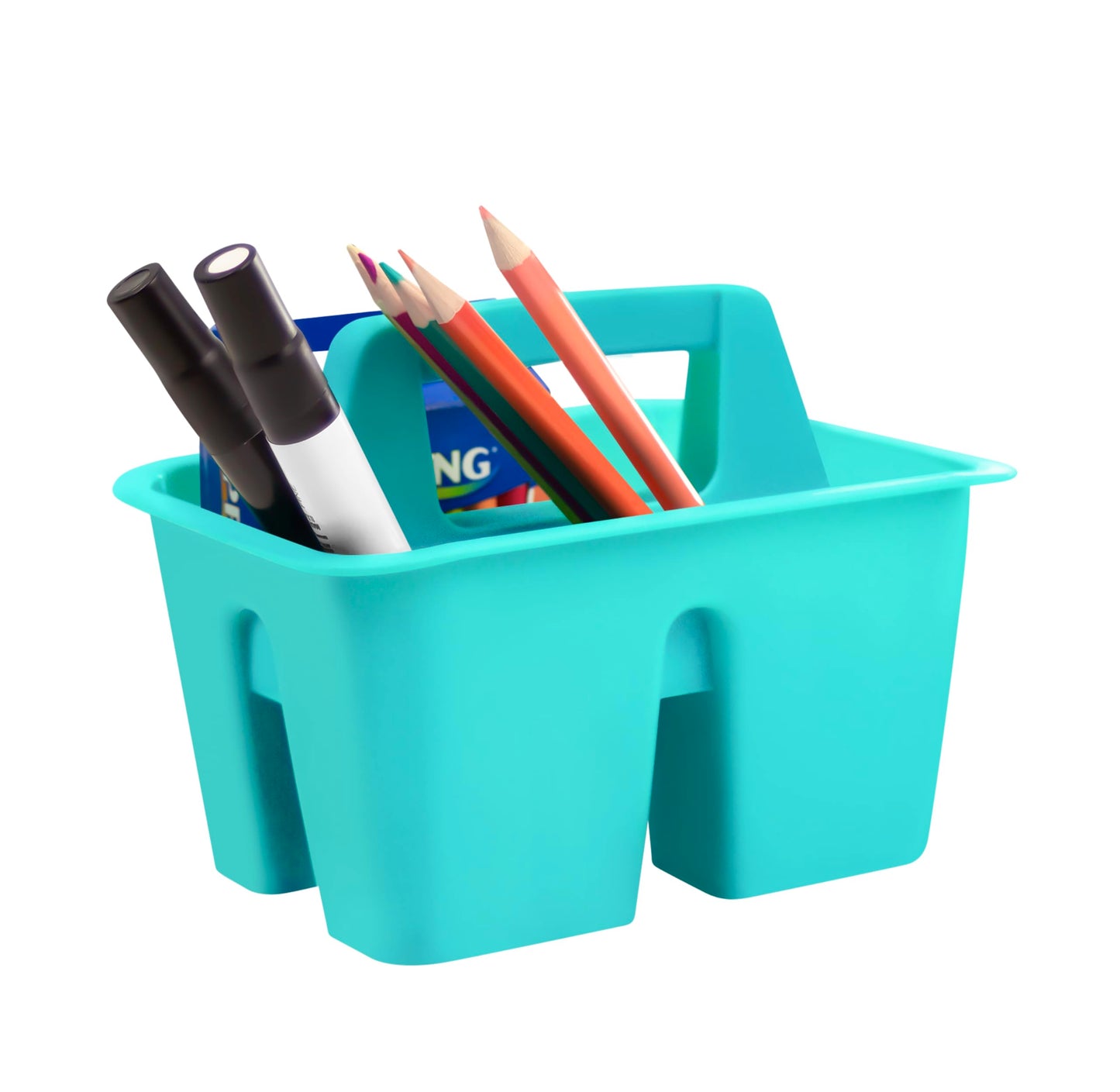Storex Mini Classroom Caddy, Multipurpose Classroom Organizer with Handle, Teal, 12-Pack (01065U12C)