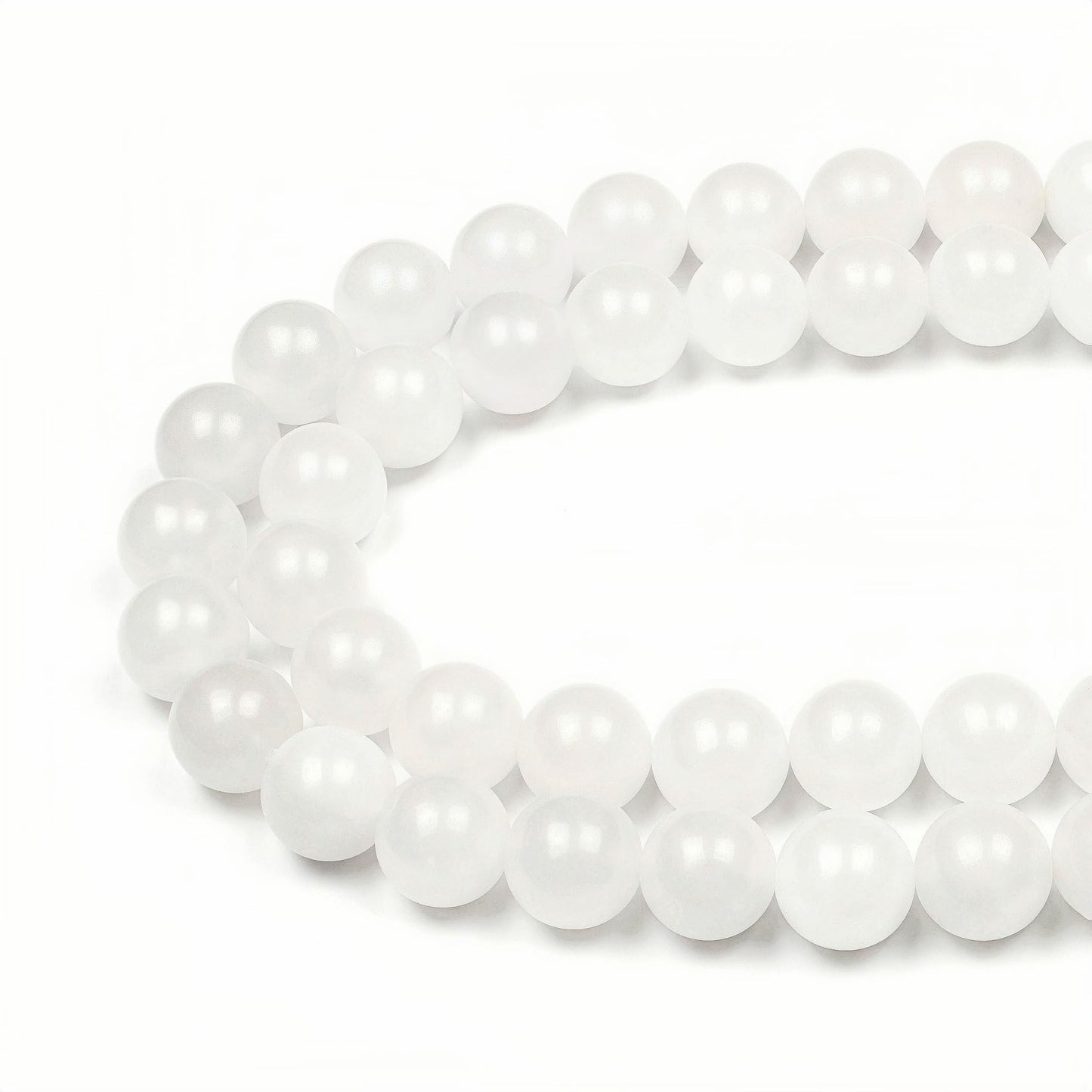 MJDCB Beads for Energy Bracelets Yoga Bracelet DIY Bracelet Natural Stone Beads White Jade 38 Pieces, 10mm