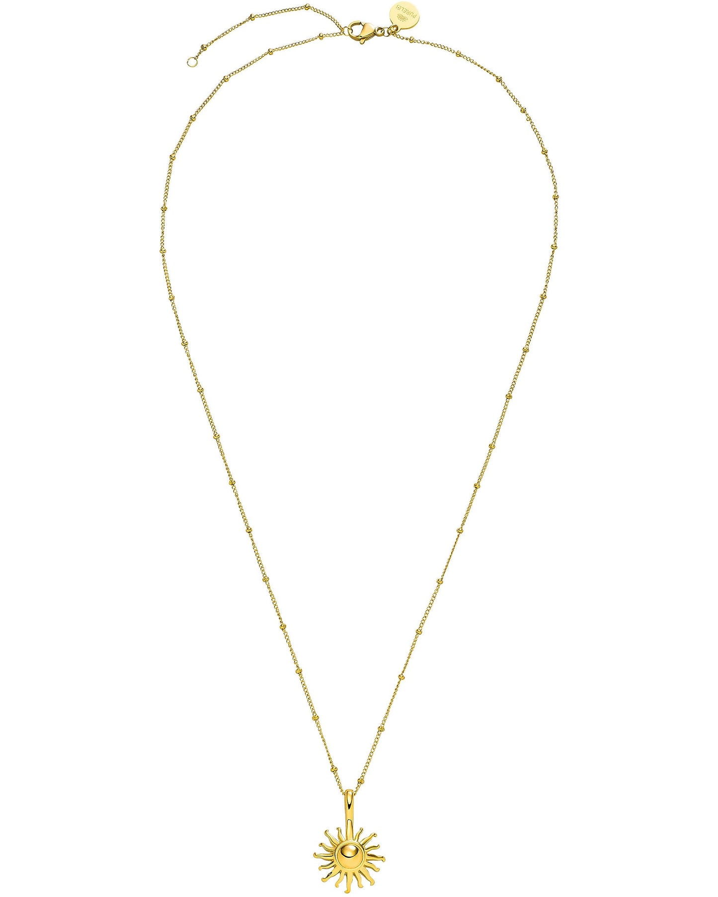 Purelei® Sun Necklace: Waterproof & Adjustable, Chain with sun pendant, 20 to 22 inch adjustable length, 18K Gold plated stainless steel