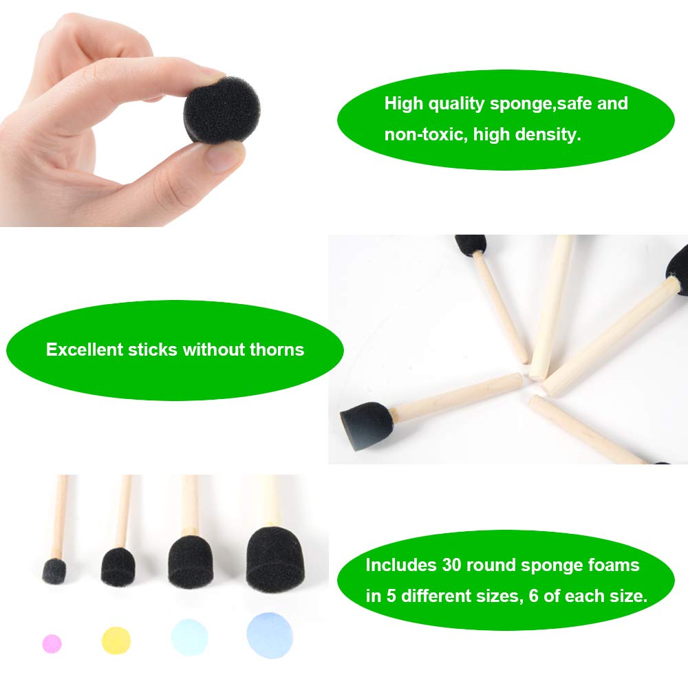 conda 50 Pack 0.5"-2" Different Size Assorted Foam Brush Set Wood Handle Paint Brush Set- Lightweight, Durable, Great for Acrylics, Stains, Varnishes