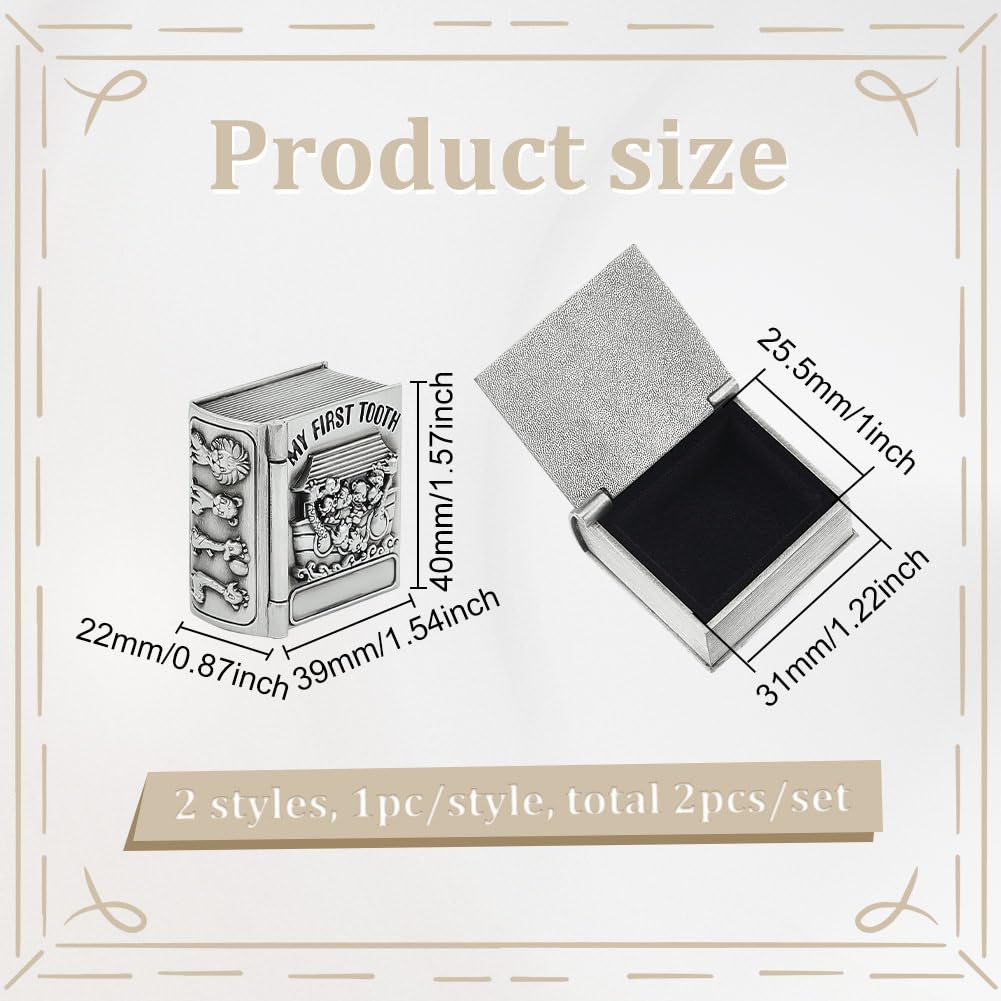 FINGERINSPIRE 2Pcs My First Curl and My First Tooth Keepsake Box Antique Silver Tooth Collection Organizer Holder My First Curl and Tooth Keepsake Box Set for Kids to Keep The Childhood Memory