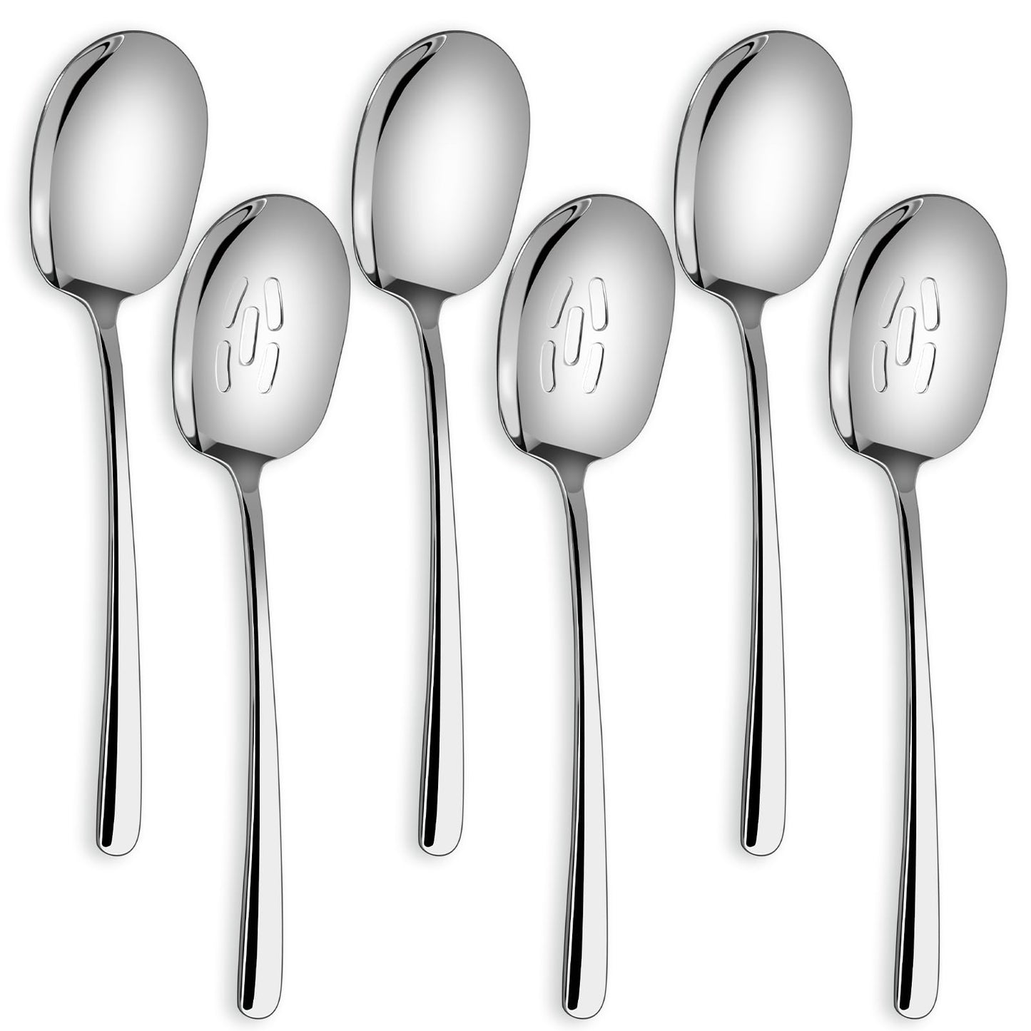 SOLEADER Extra Large Serving Spoons for Buffet, 12 Inch Stainless Steel Serving Spoons, Big Spoons for Serving Food, Pack of 6